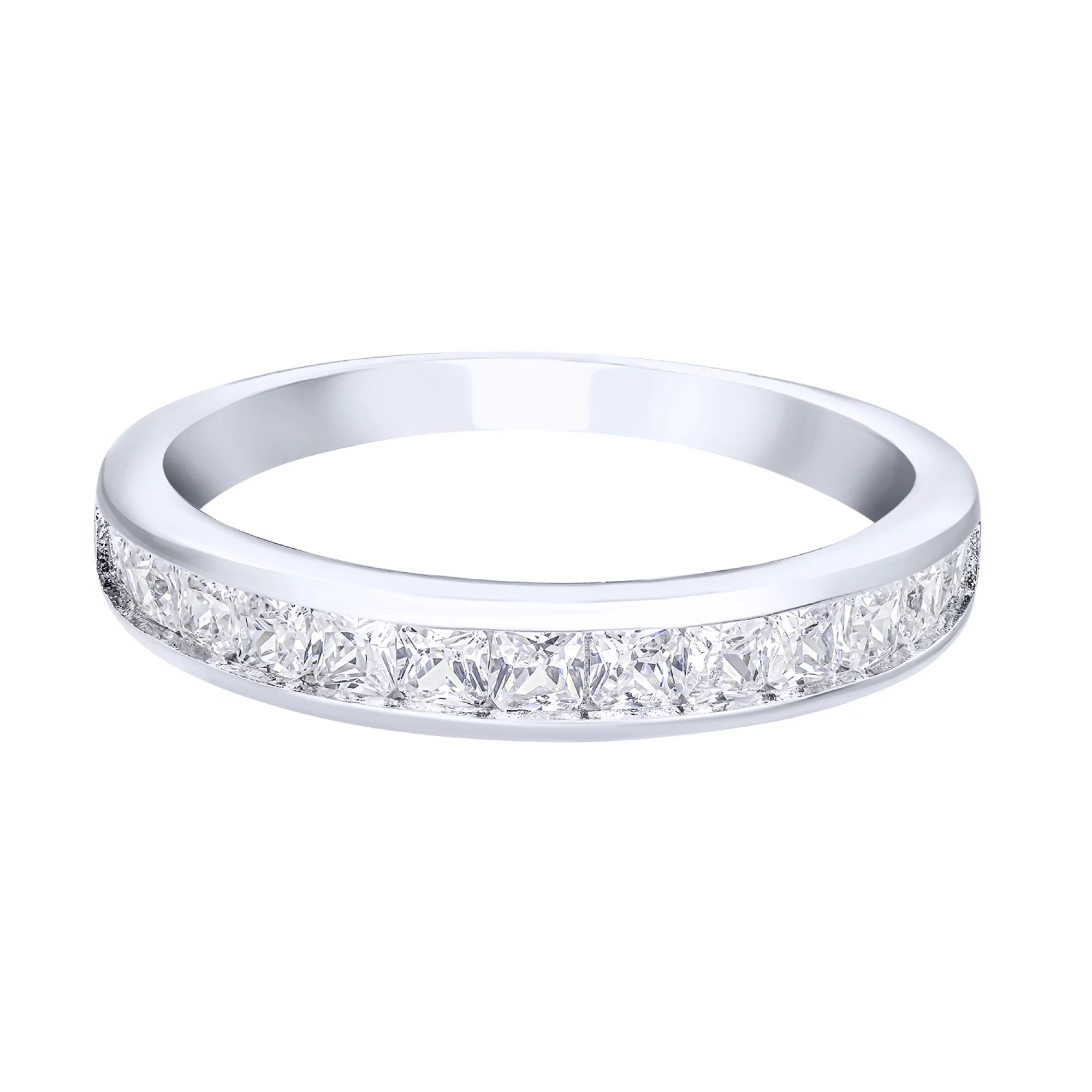 Серебряное кольцо с дорожкой из фианитов - 1572355 – изображение 2
