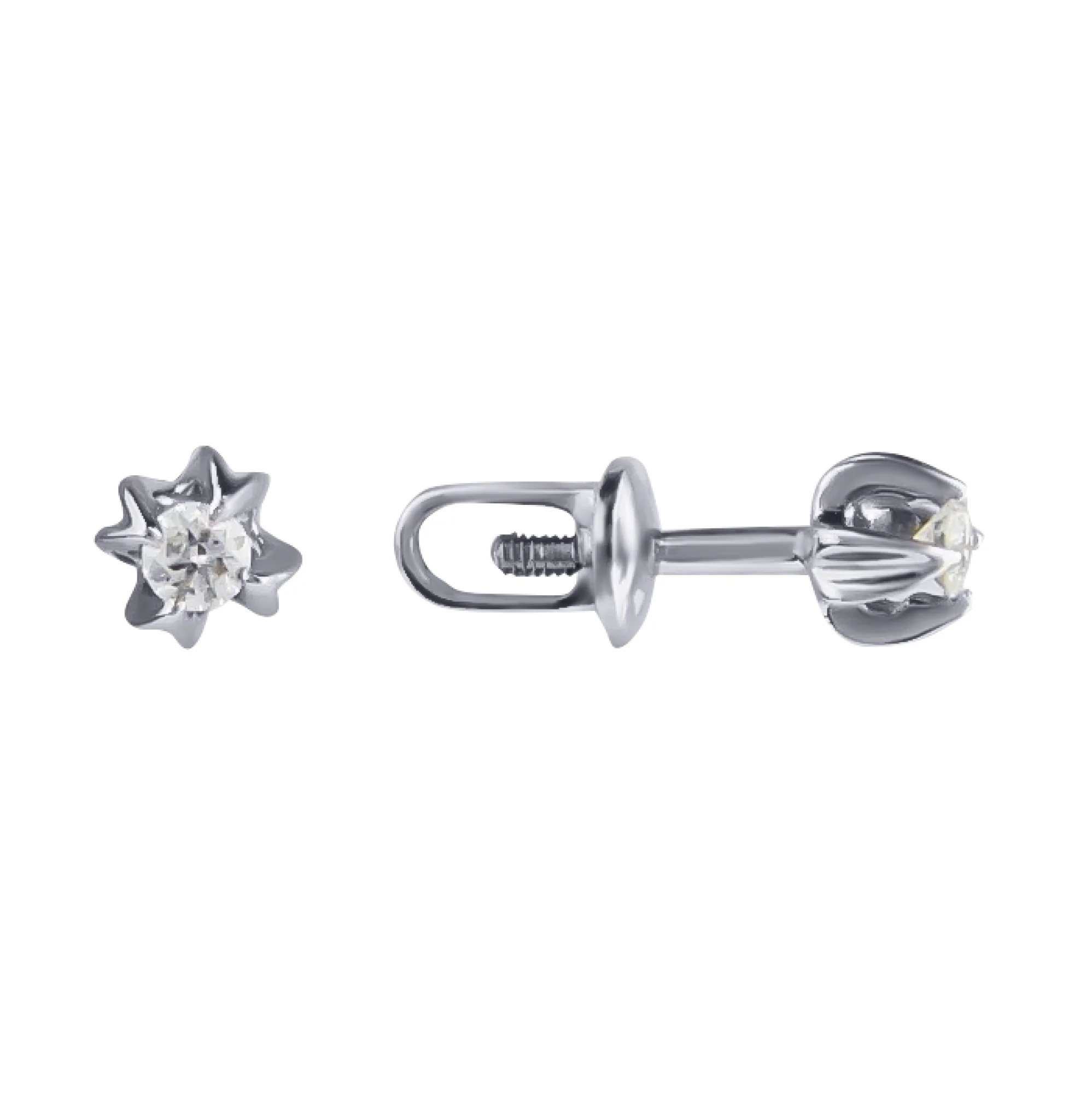 Серьги-гвоздики из белого золота с бриллиантами - 815305 - 1