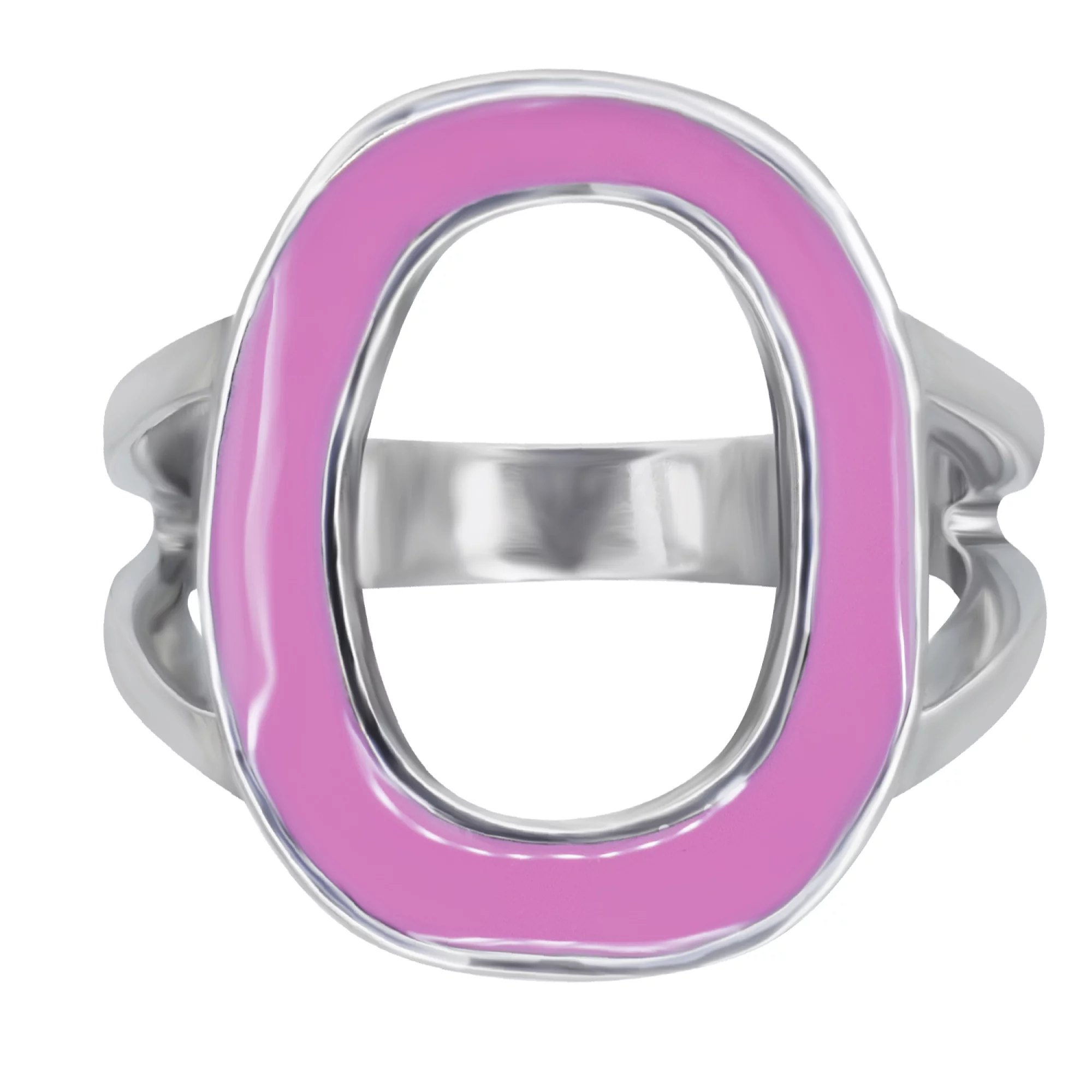 Кольцо серебряное с цветной эмалью - 907518 – изображение 2
