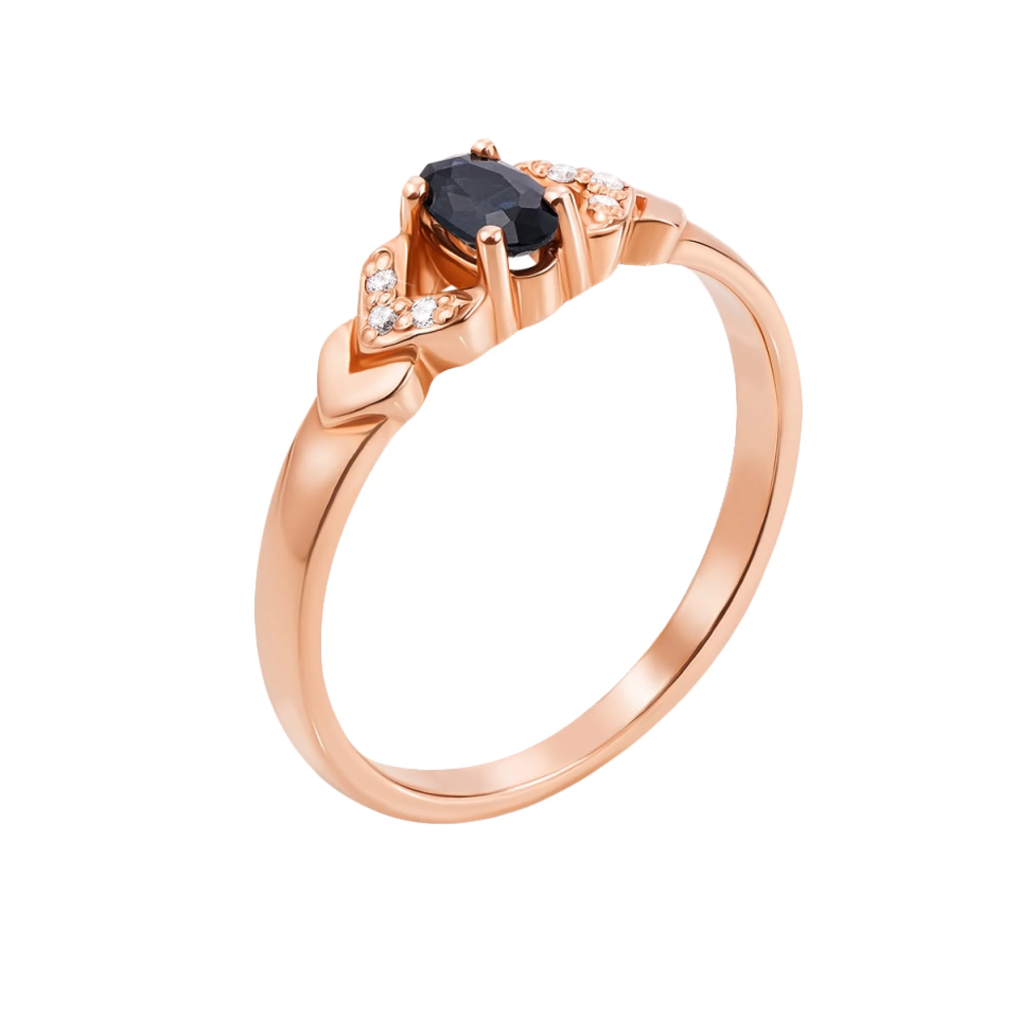 Золотое кольцо с бриллиантами и сапфиром - 474454 – изображение 1