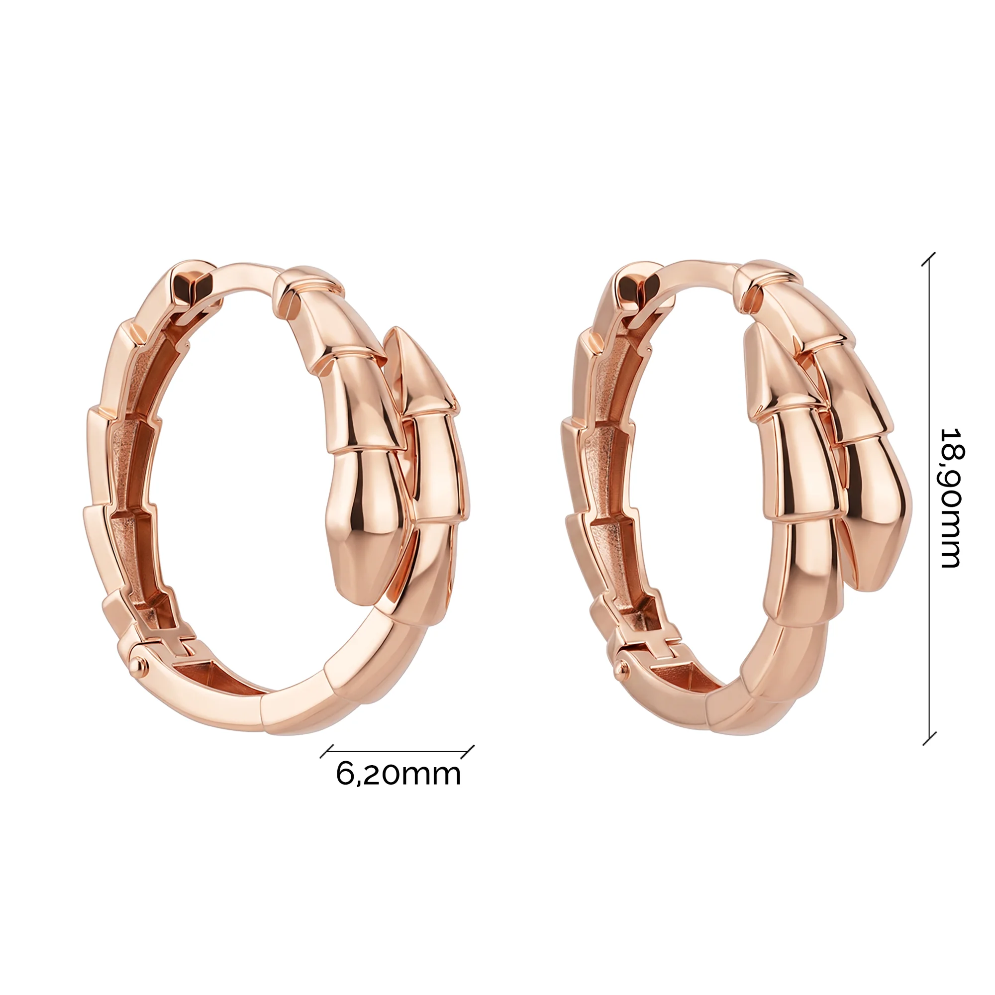 Серьги-кольца "Змея" из красного золота - 2149613 - 3