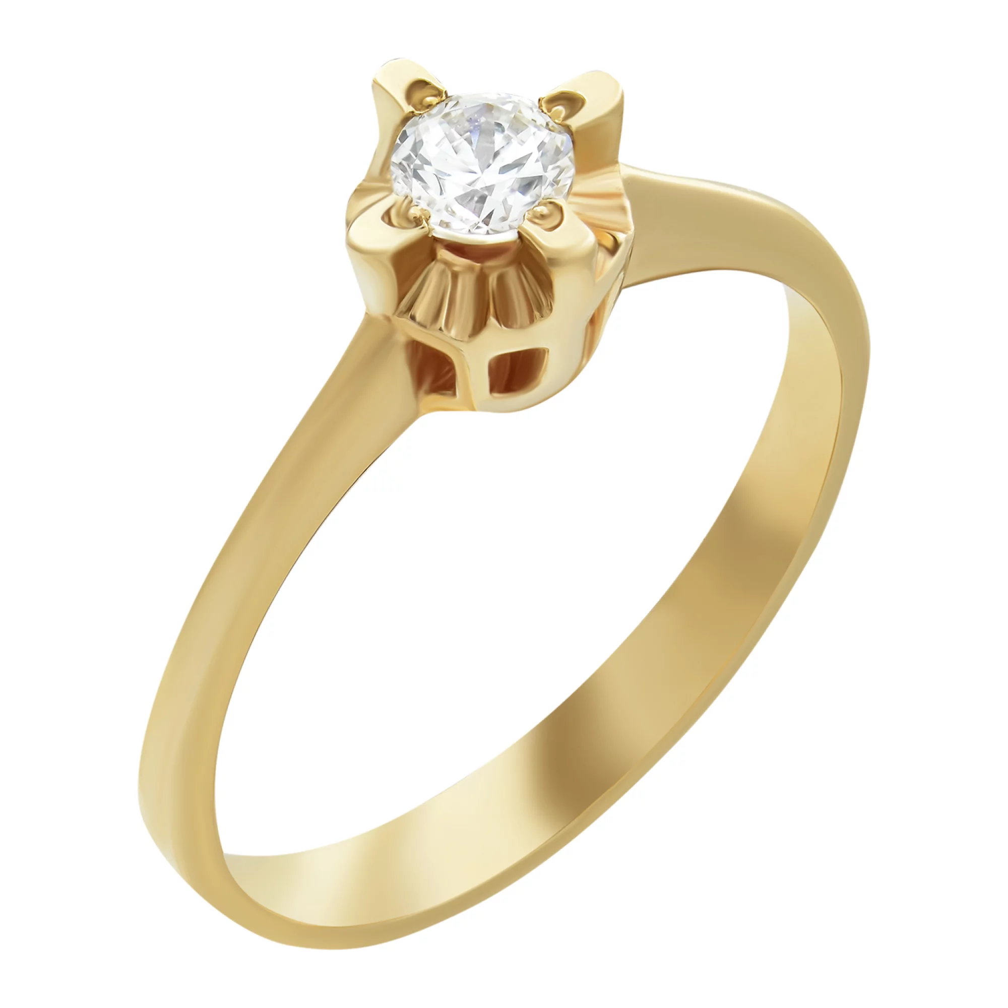 Кольцо из красного золота с фианитом - 512228 – изображение 1