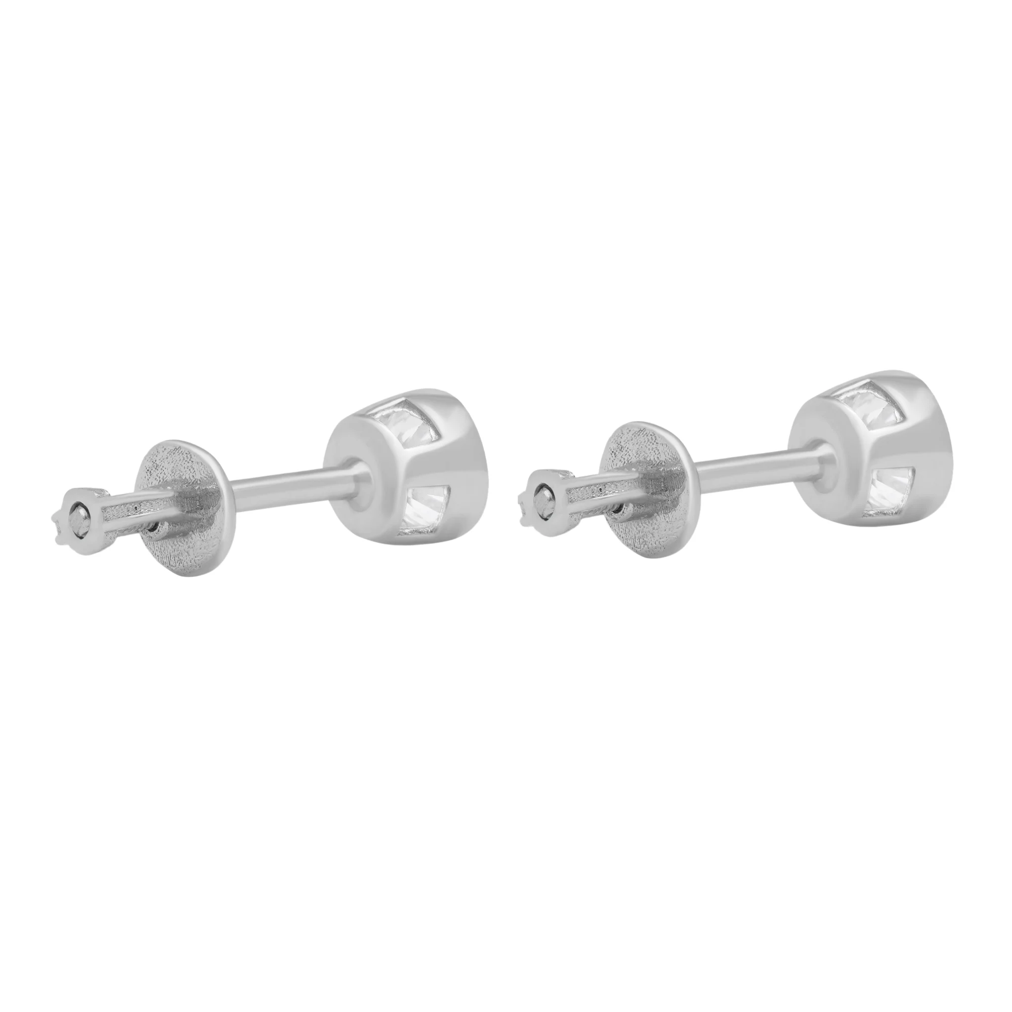 Сережки-гвоздики из белого золота с фианитом - 1759412 - 2