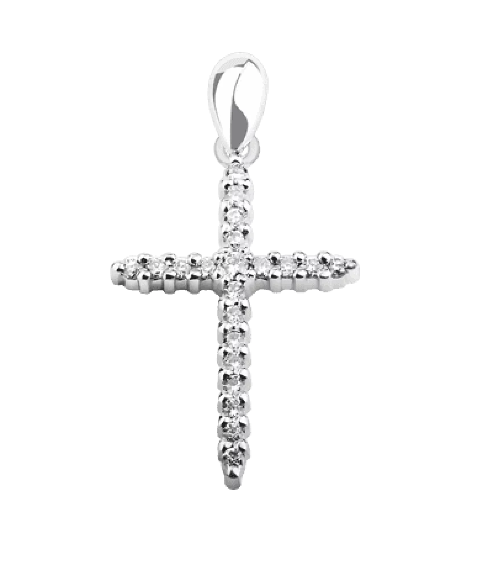 Крестик из белого золота с бриллиантами - 421264 – изображение 1