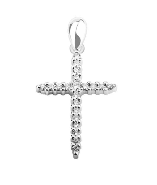 Крестик из белого золота с бриллиантами. Артикул П067б: цена, отзывы, фото – купить в интернет-магазине AURUM