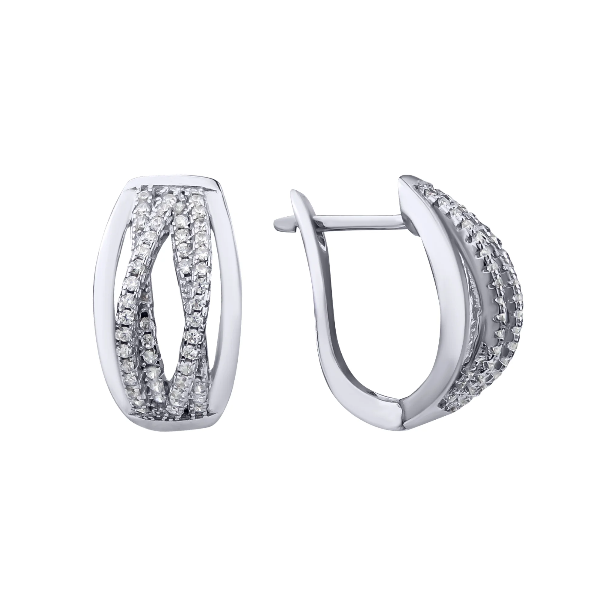Серебряные серьги с фианитами - 379827 - 1
