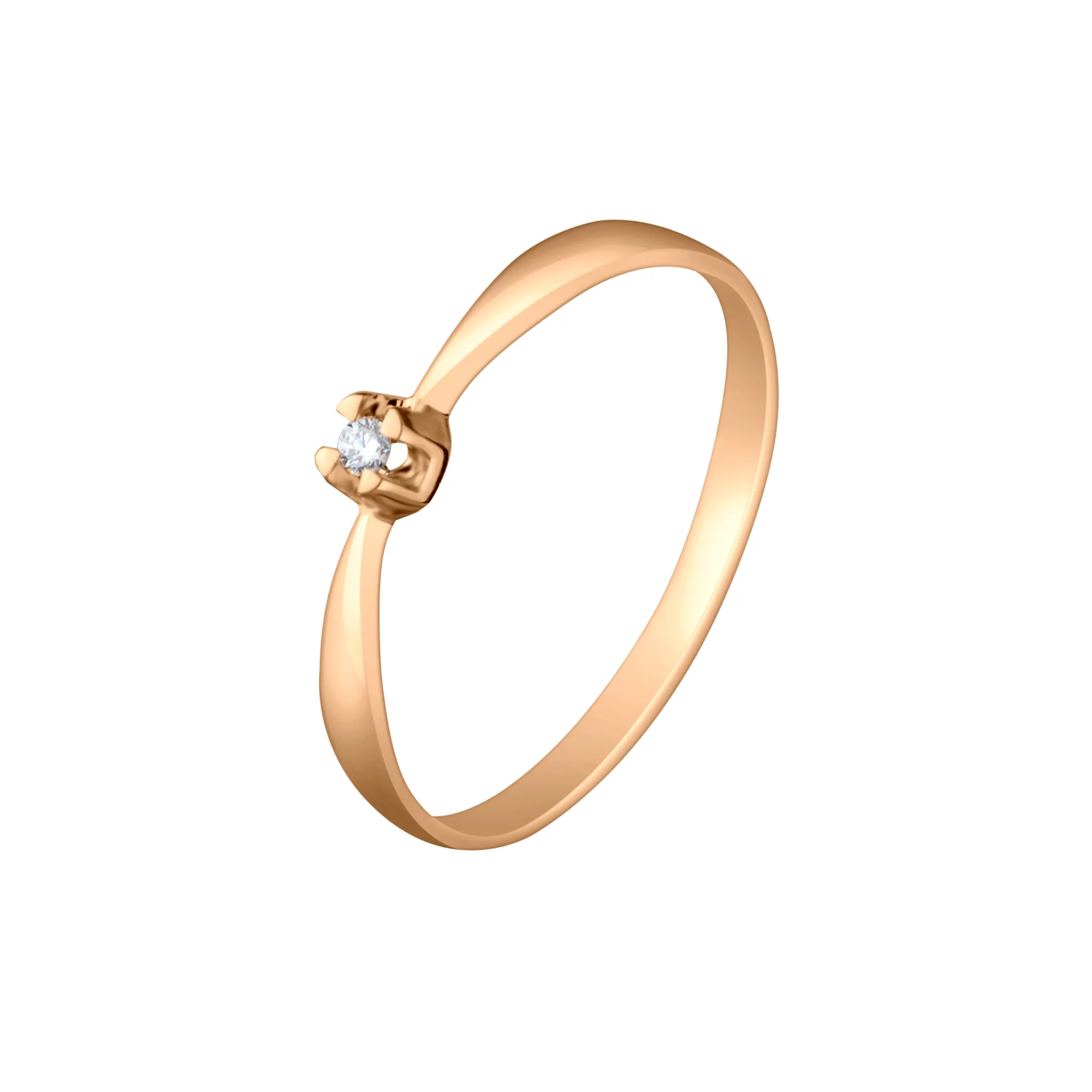 Золотое кольцо с бриллиантом - 521790 – изображение 1