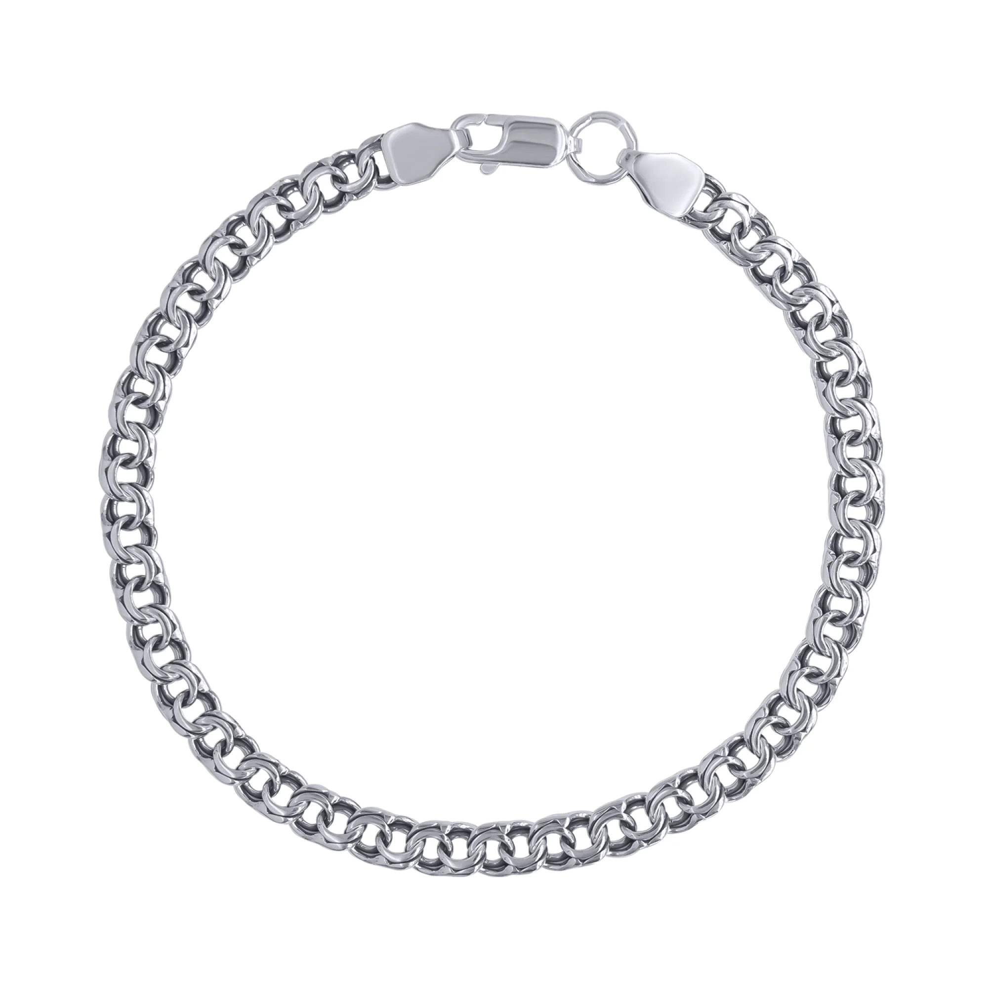 Серебряный браслет с плетением бисмарк - 392152 - 1