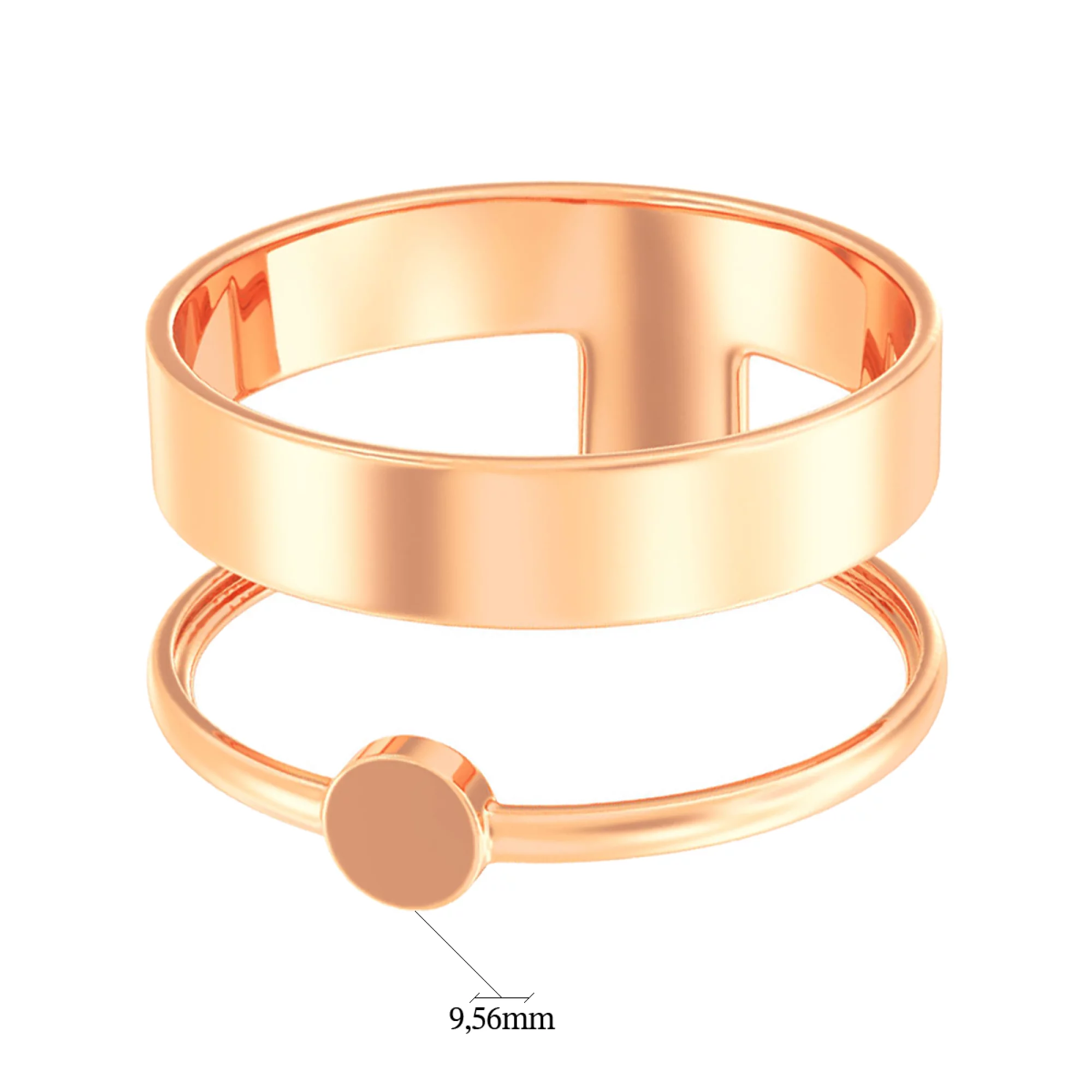 Двойное кольцо из красного золота - 973018 – изображение 2