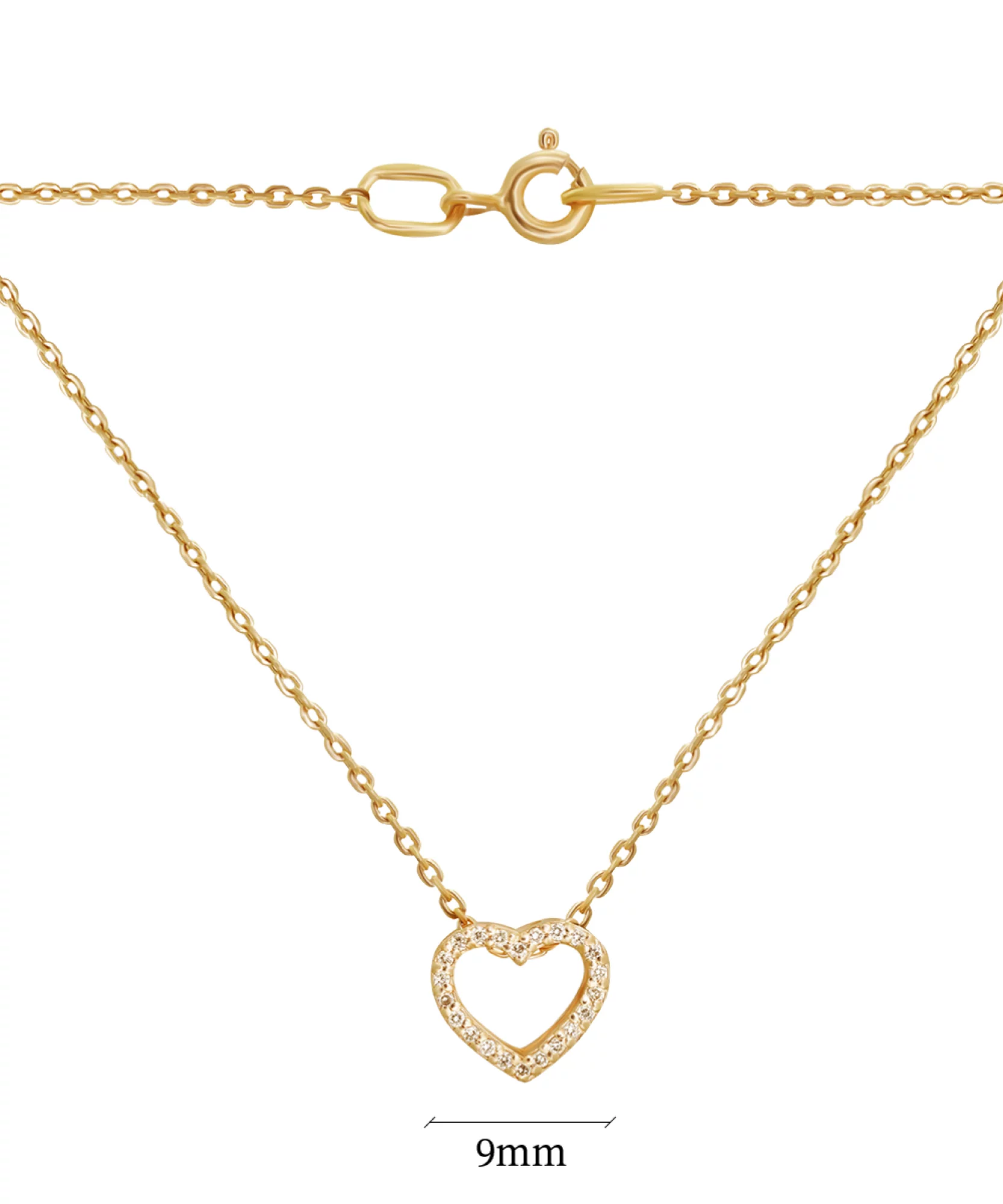 Золотий ланцюжок із підвіскою з діамантами "Серце" у якірному плетінні - 892656 – зображення 2
