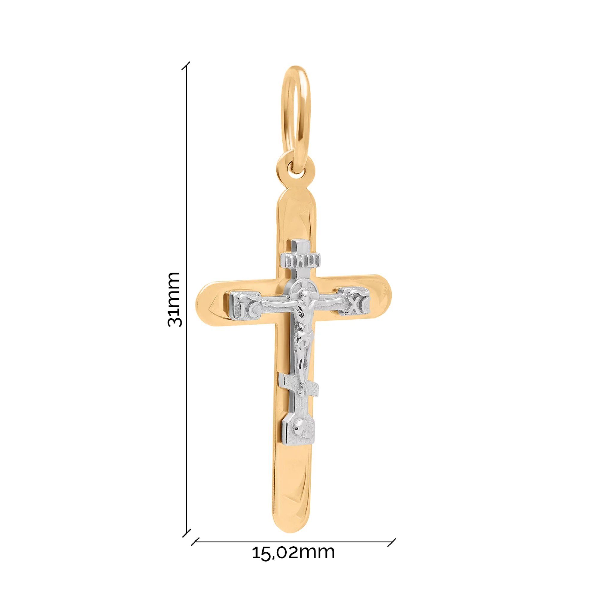 Хрестик натільний із комбінованого золота - 1761545 – зображення 3