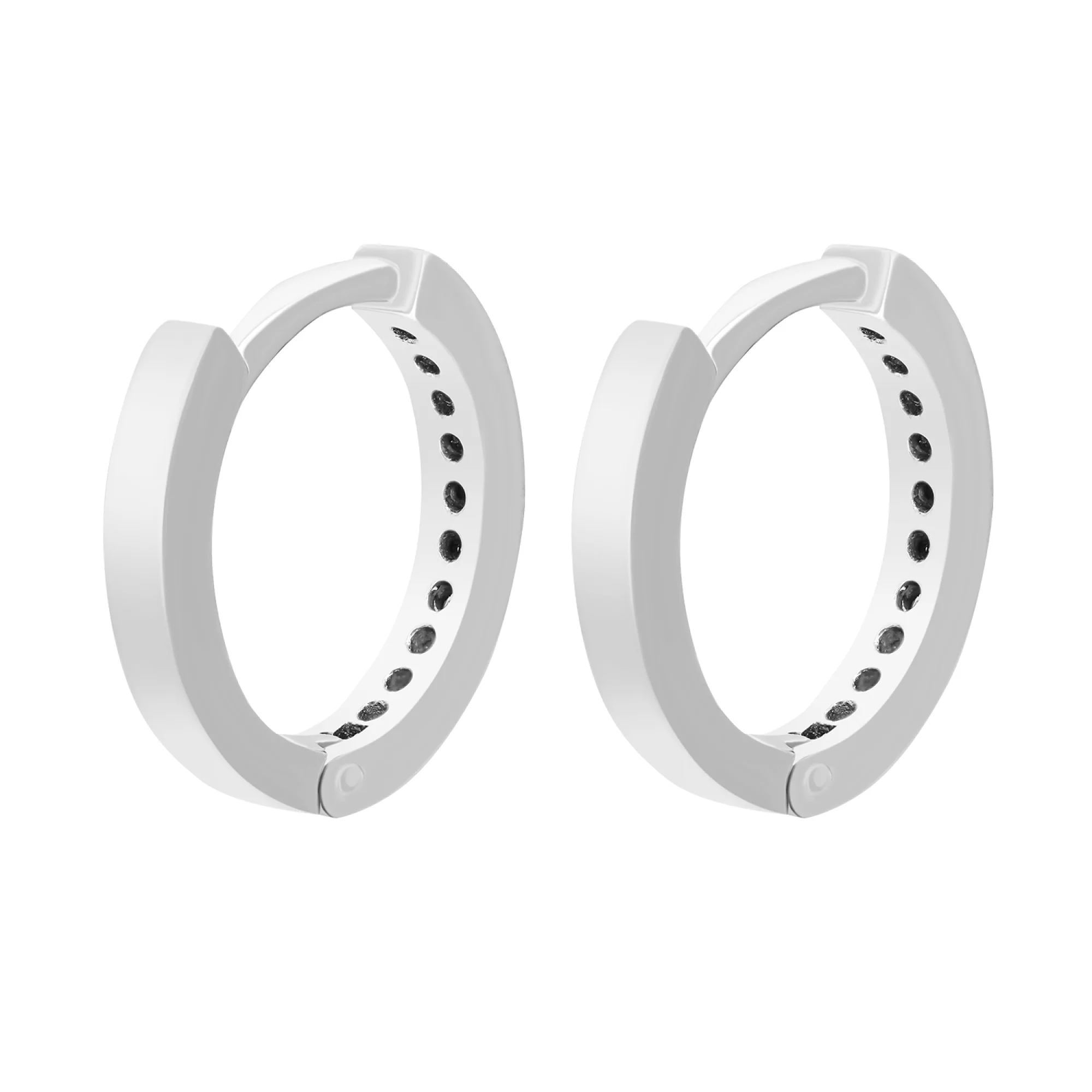 Серьги-кольца с дорожкой фианита серебряные - 1593707 – изображение 2