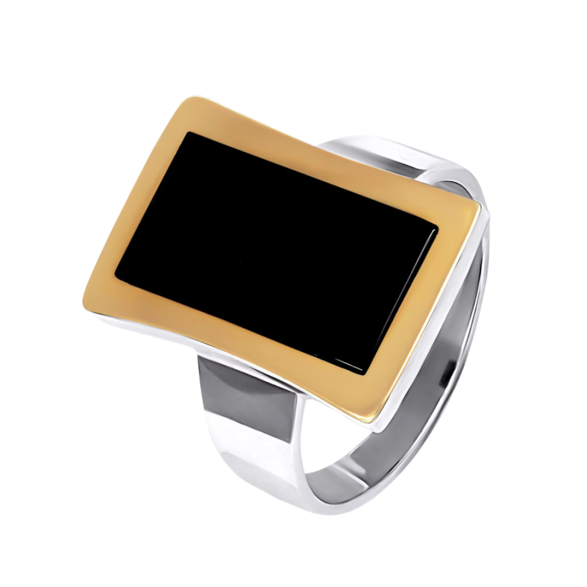 Серебряное кольцо Квадрат с ониксом - 1426863 – изображение 1