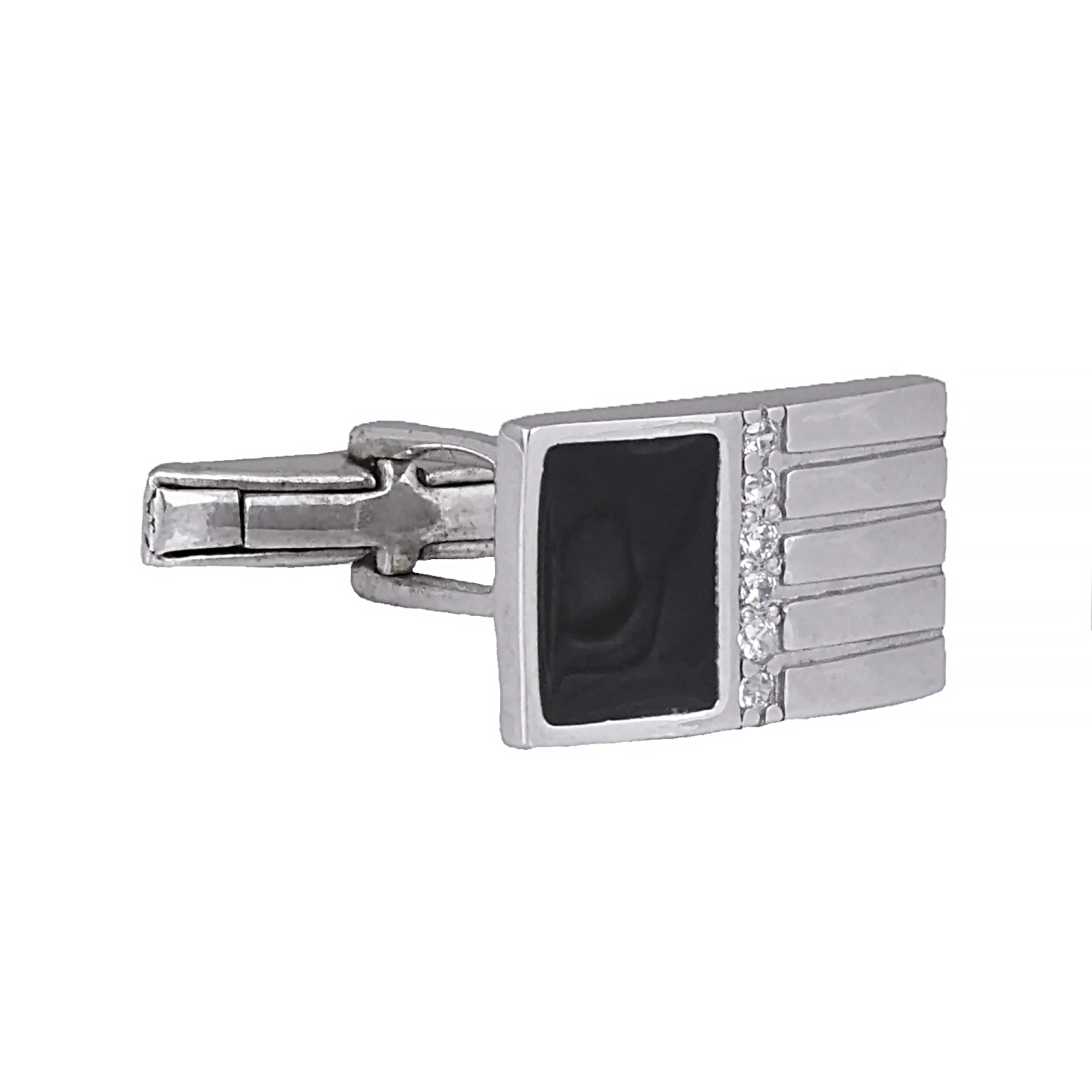 Серебряные запонки с фианитом - 416467 - 2