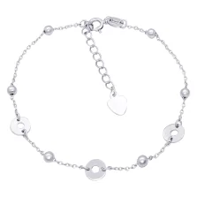 Браслет серебряный с шариками и монетками плетение якорь - 896682