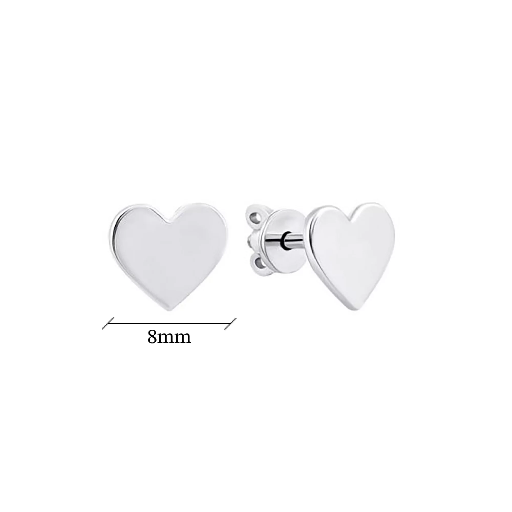 Сережки-гвоздики "Сердечка" зі срібла  - 965583 – зображення 2