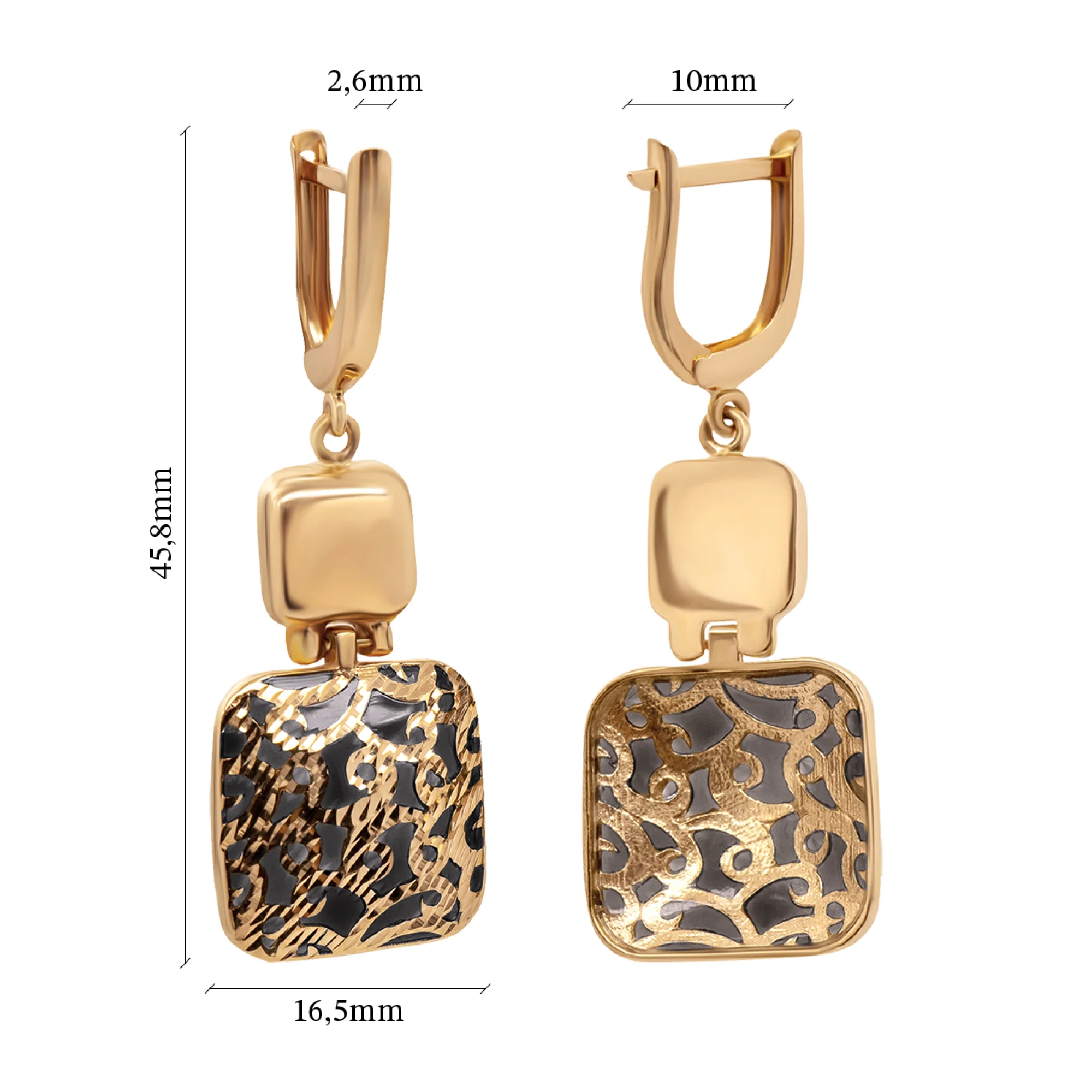 Сережки из красного золота с эмалью - 938211 - 3