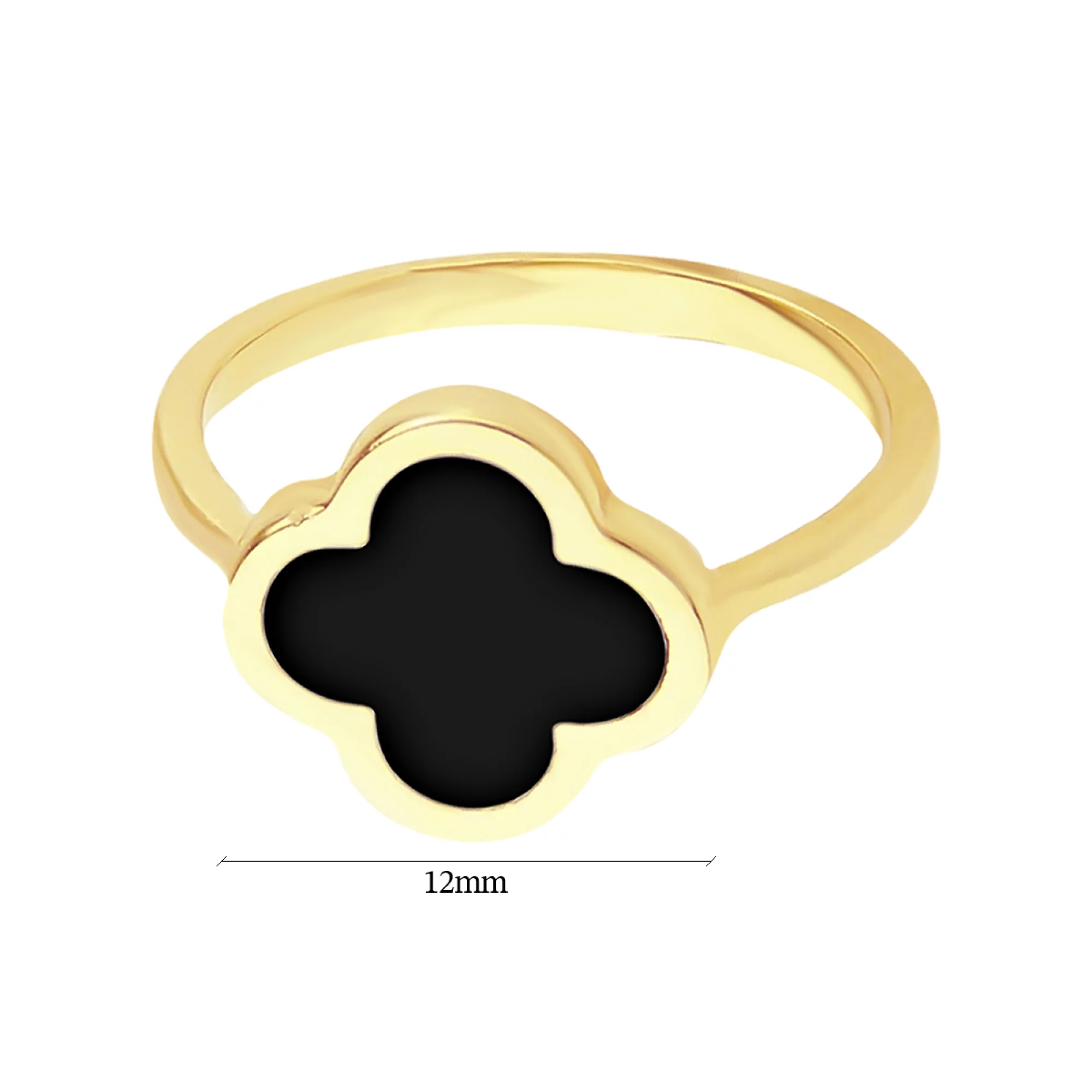 Кольцо Клевер из лимонного золота с эмалью - 1072080 – изображение 2