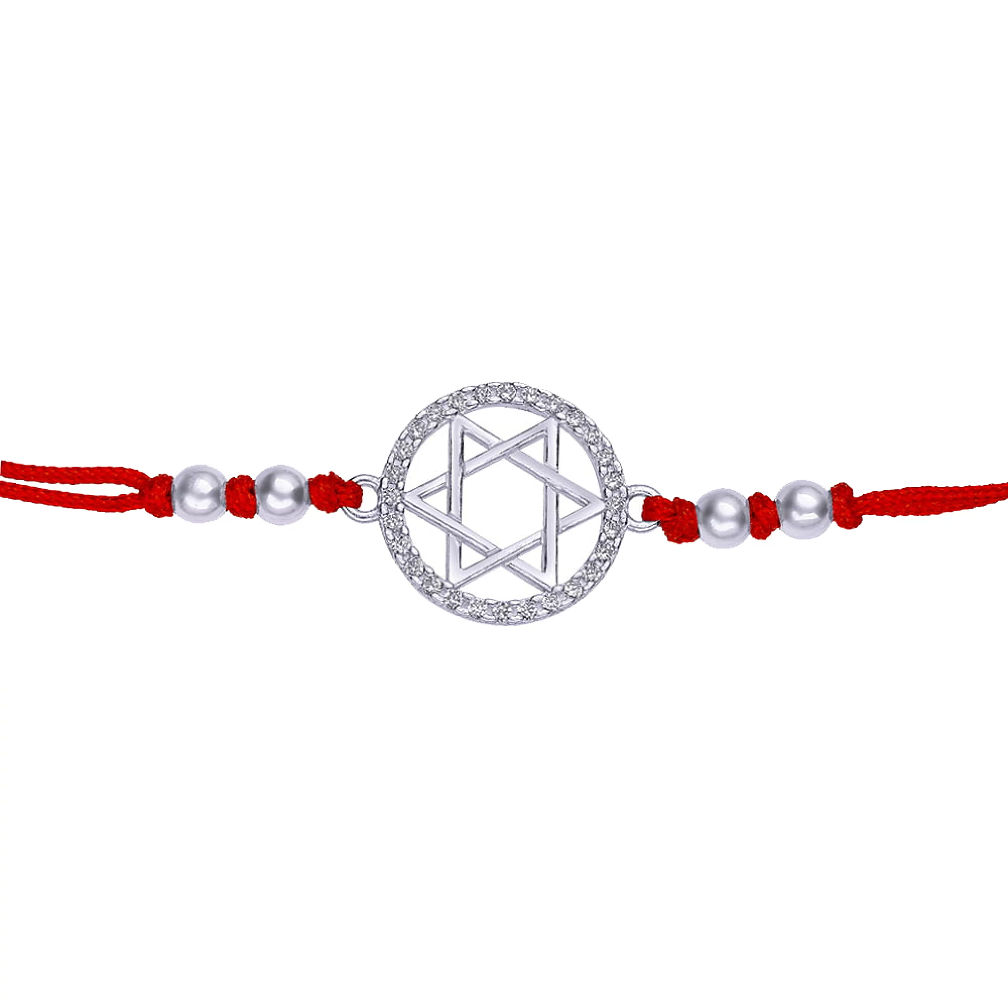 Красная нить с серебряной вставкой и цирконием - 457913 – изображение 2