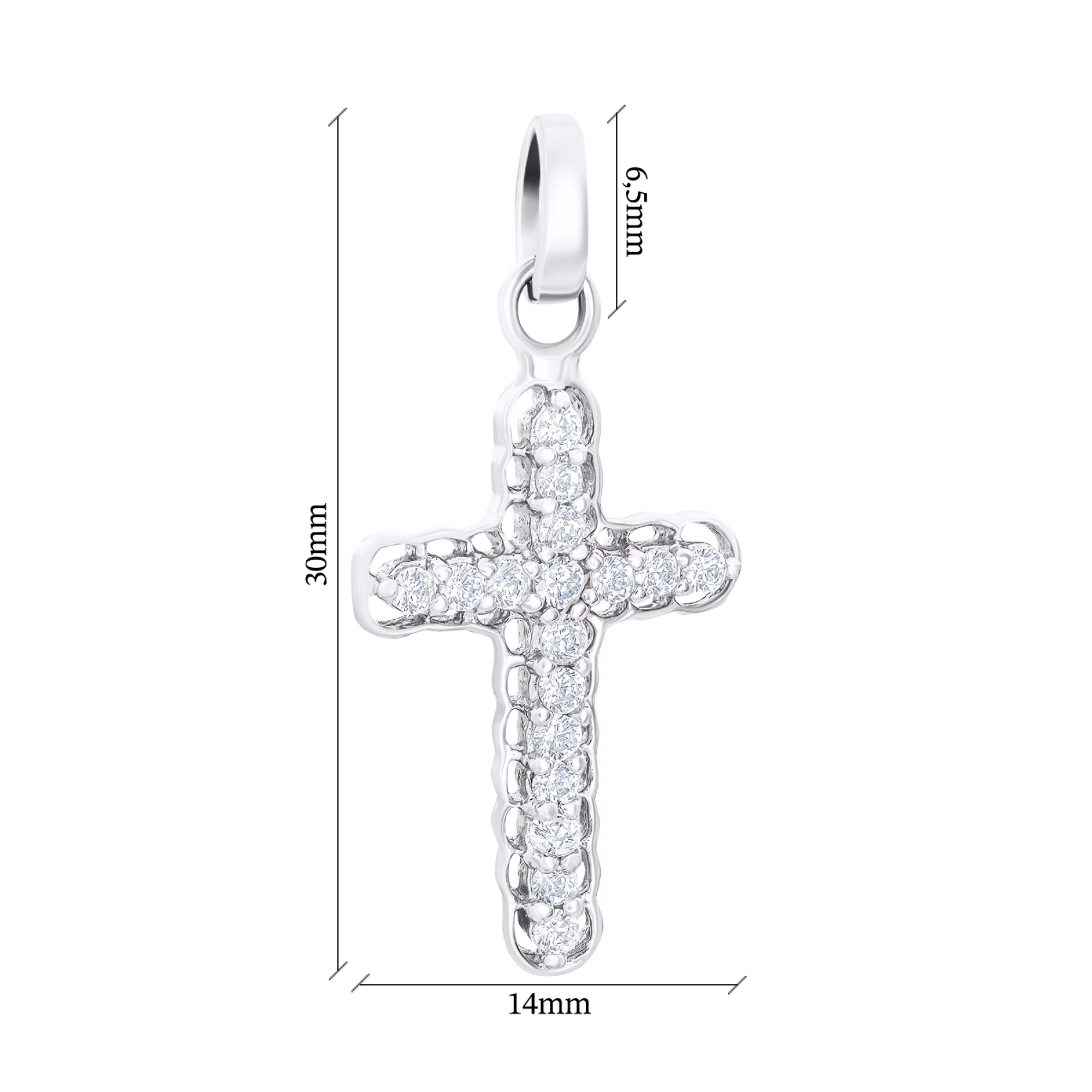 Крестик декоративный из серебра с фианитами - 1546776 – изображение 2