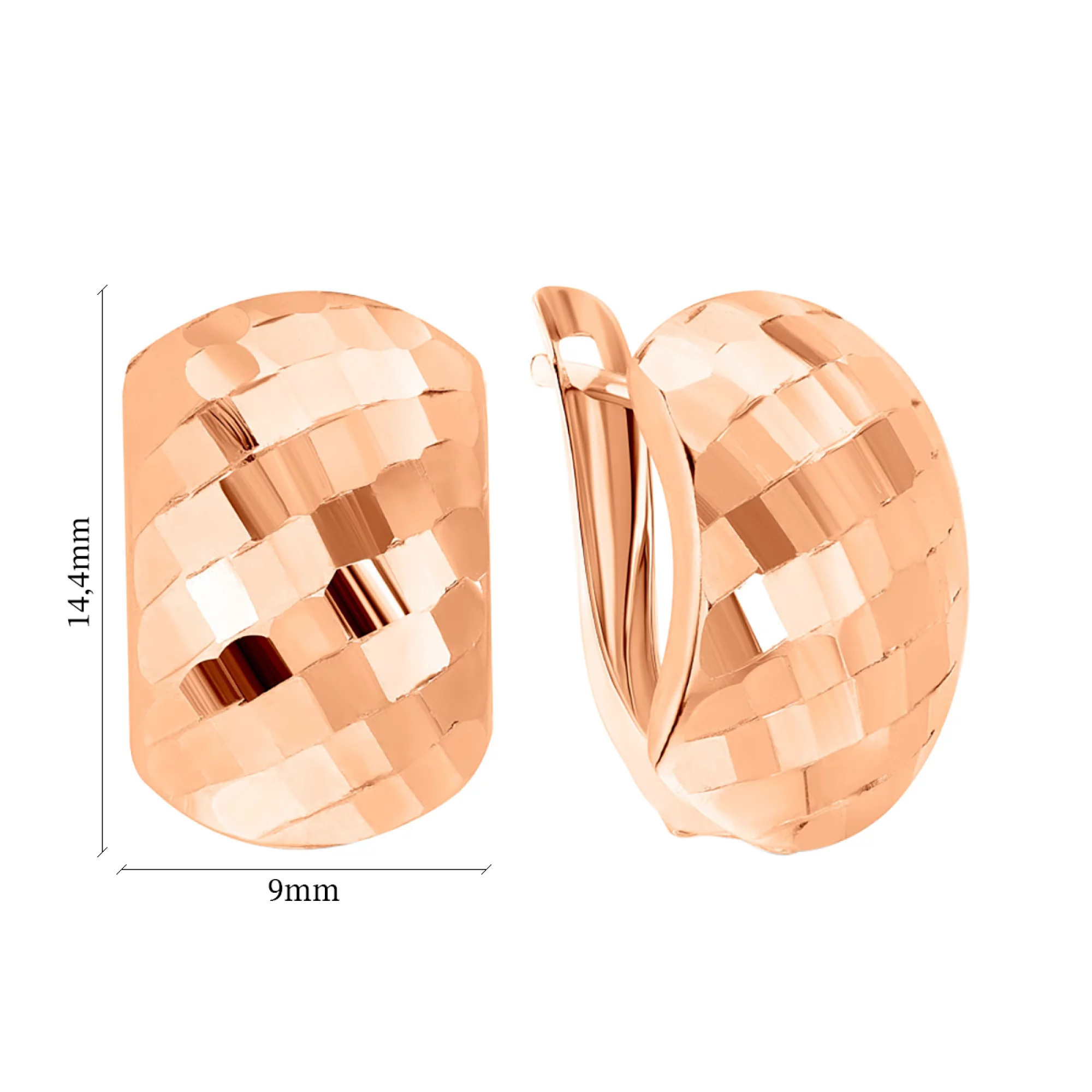 Сережки з червоного золота з алмазною гранню - 961114 – зображення 2