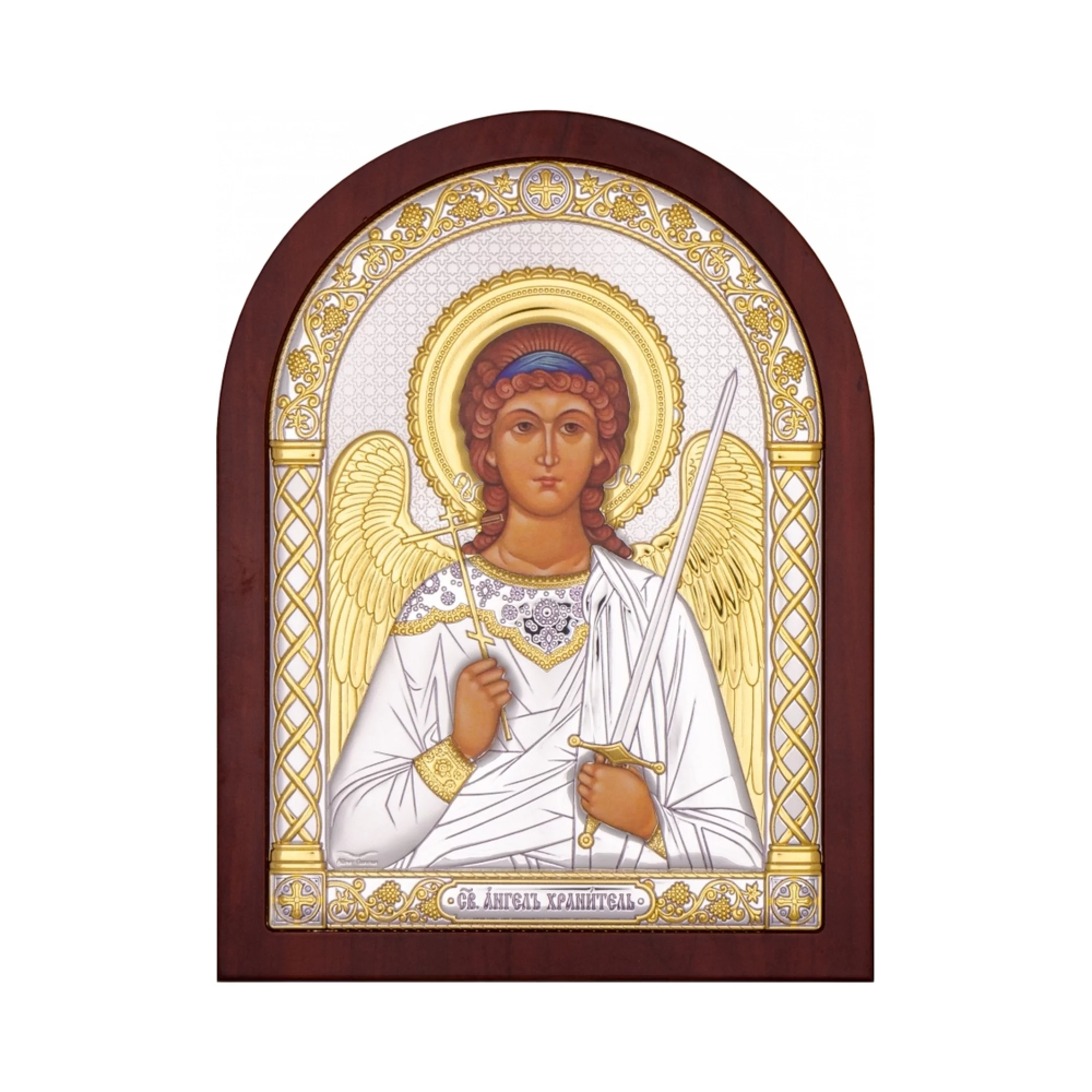 Икона из серебра "Ангел Хранитель" 86х112 мм - 1341434 – изображение 1