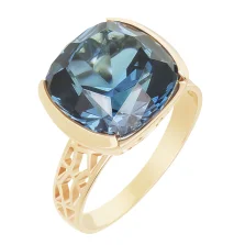 Ажурна каблучка з червоного золота з топазом лондон - 1614091