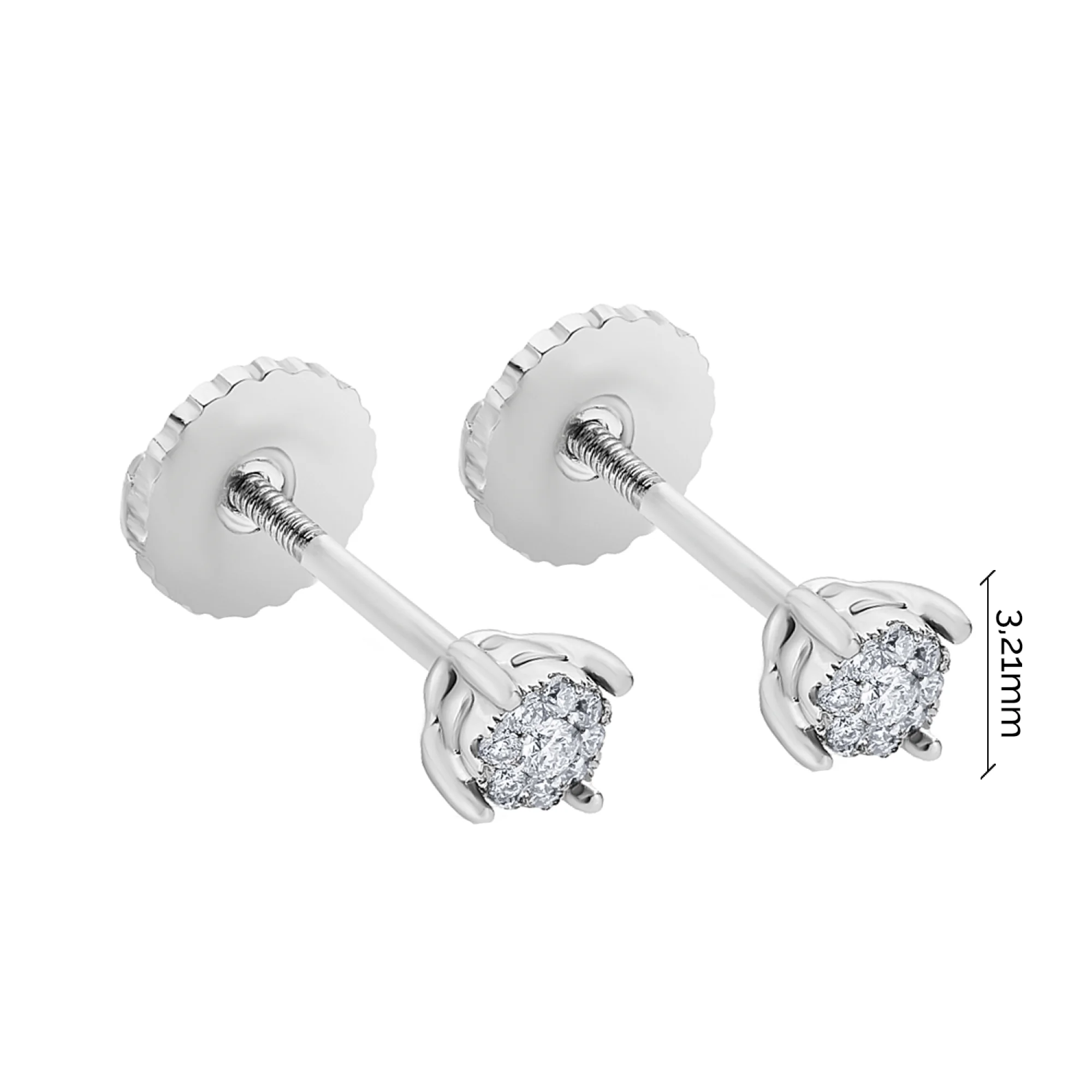 Серьги-гвоздики золотые с бриллиантами - 1682057 - 3