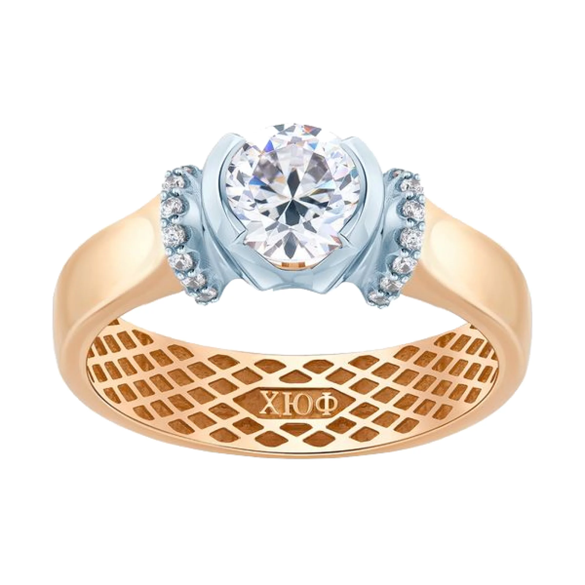 Золотое кольцо с фианитом - 482901 – изображение 1