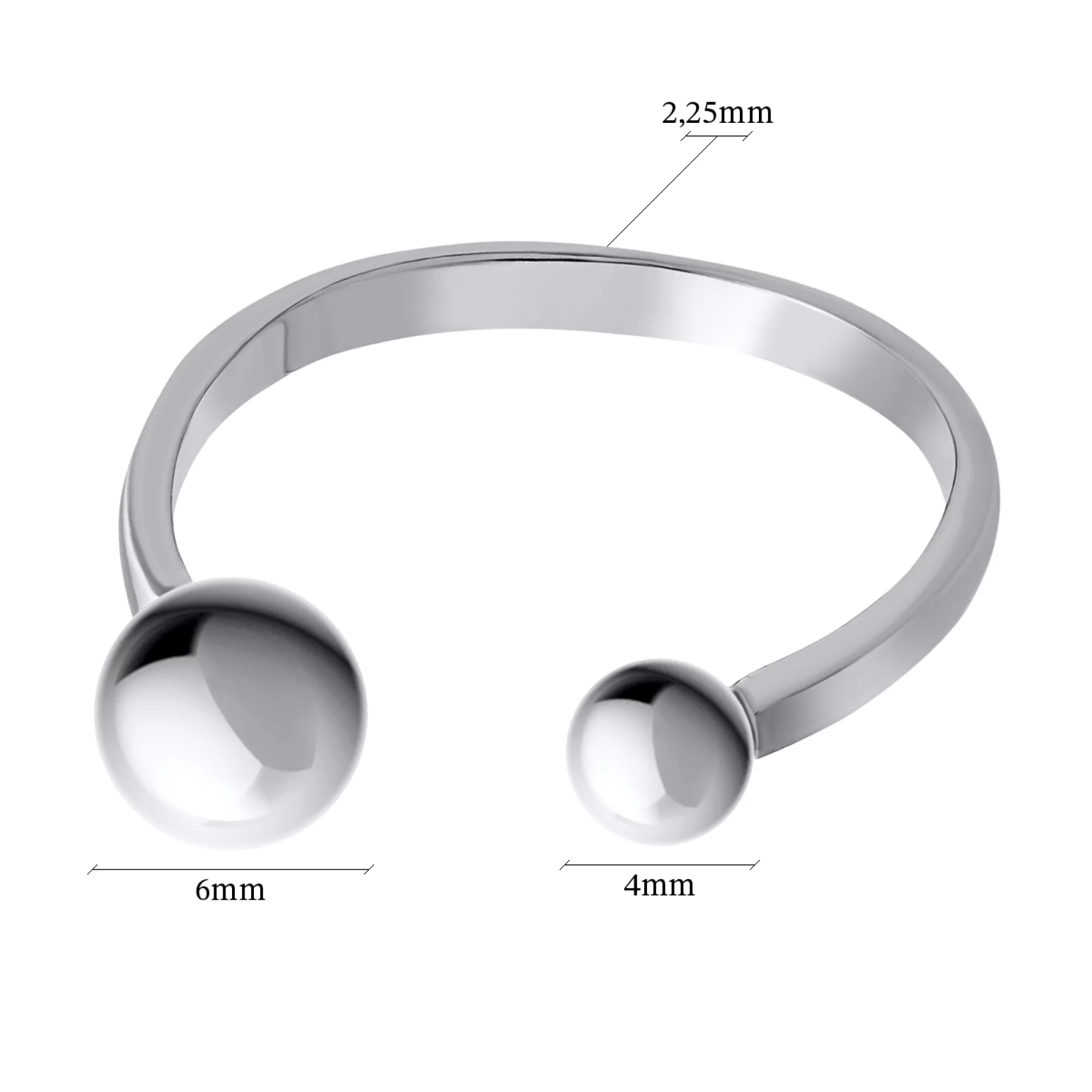 Кольцо на фалангу серебряное с шариками - 1100766 – изображение 2