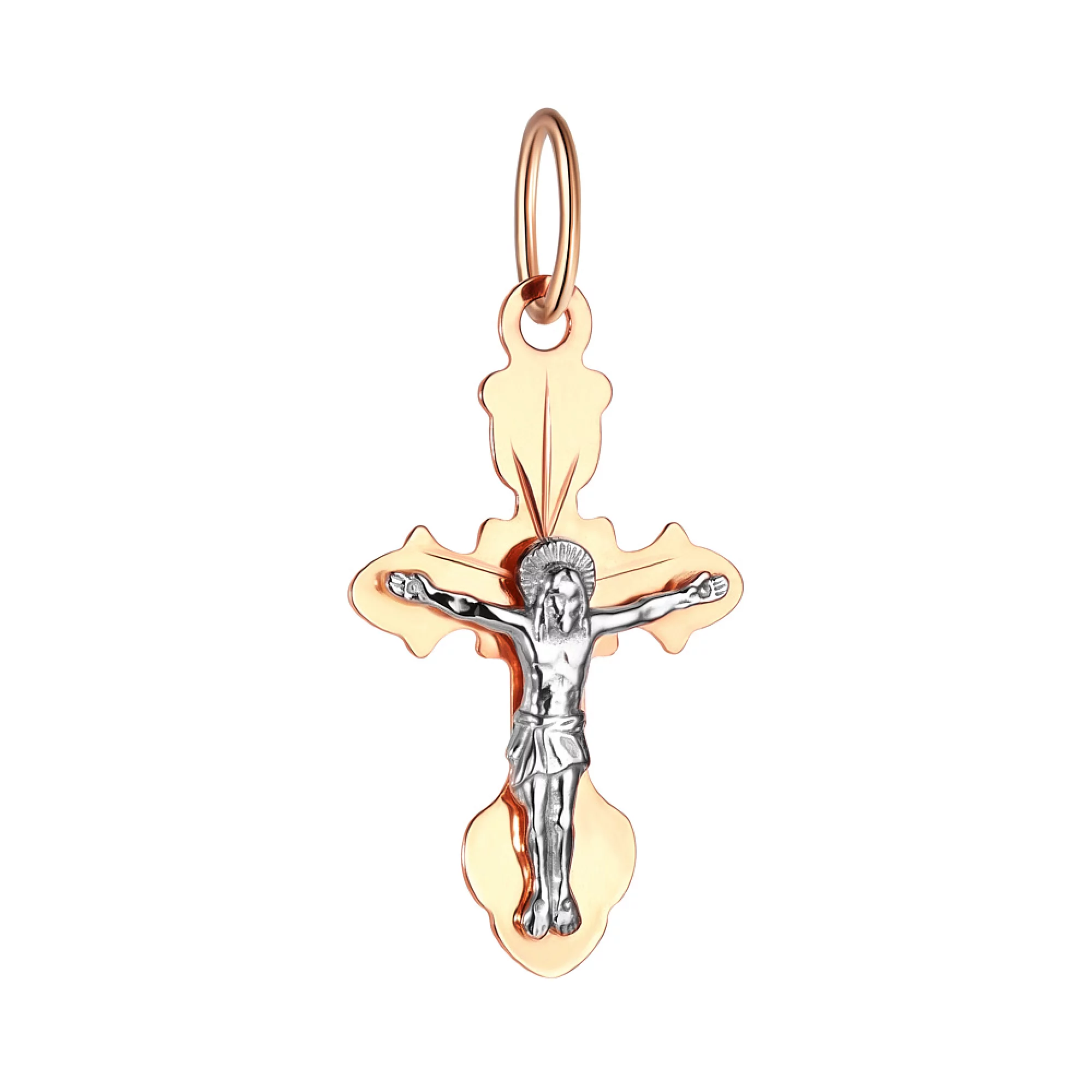 Хрестик з комбінованого золота - 960009 – зображення 1