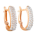Сережки из красного золота с фианитами - 948663