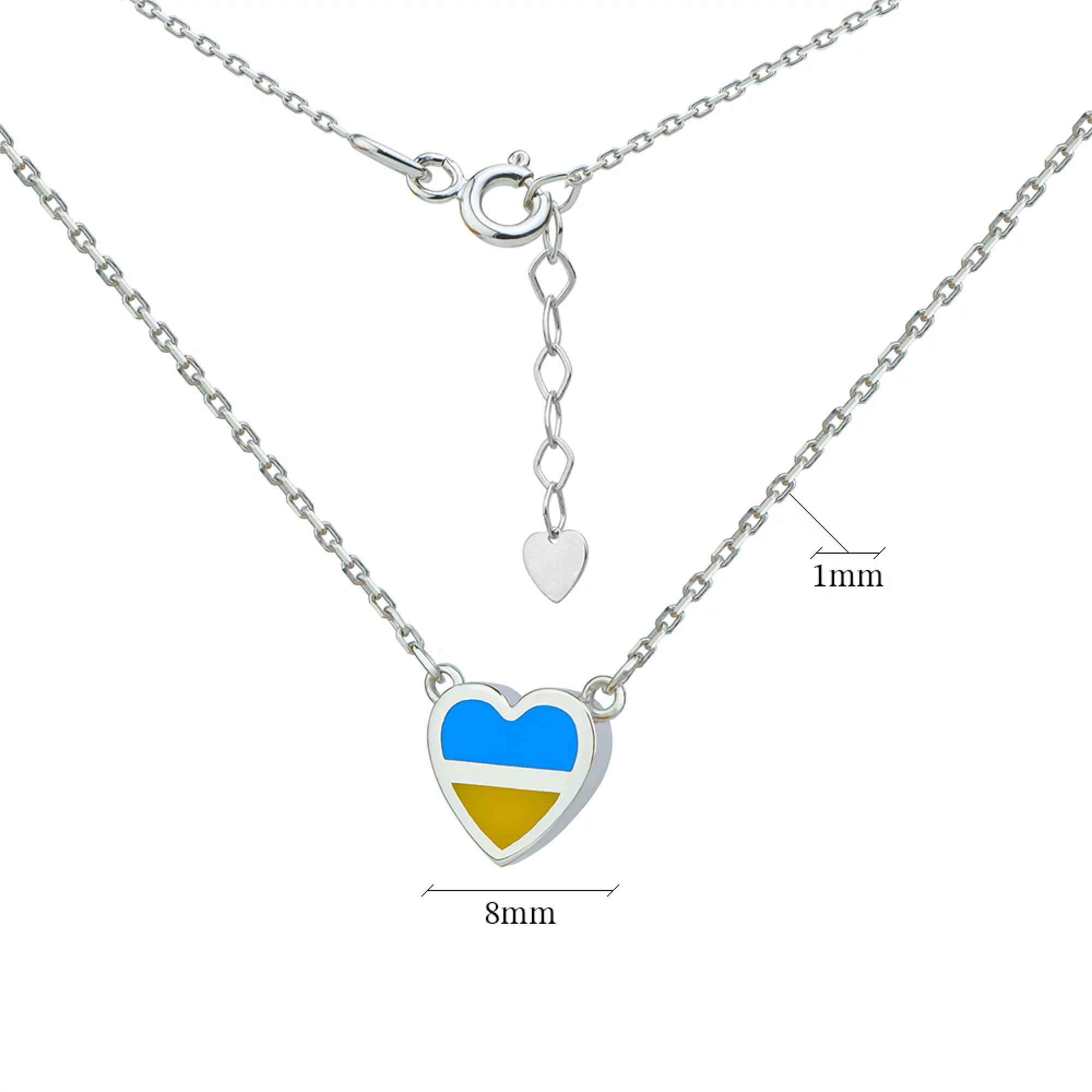 Колье "Сердце Украины" из белого золота с эмалью с якорным плетением - 1340655 – изображение 2