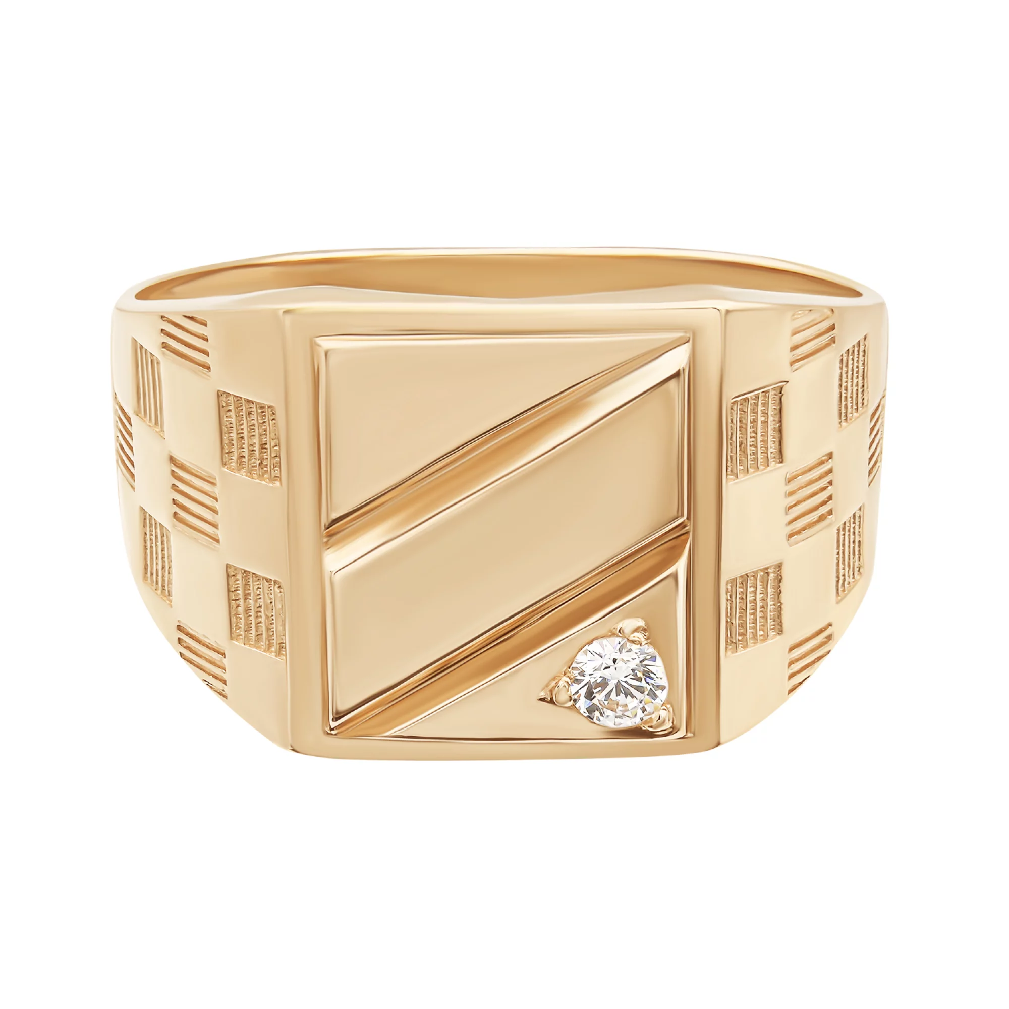 Перстень из красного золота с фианитом - 870400 – изображение 2