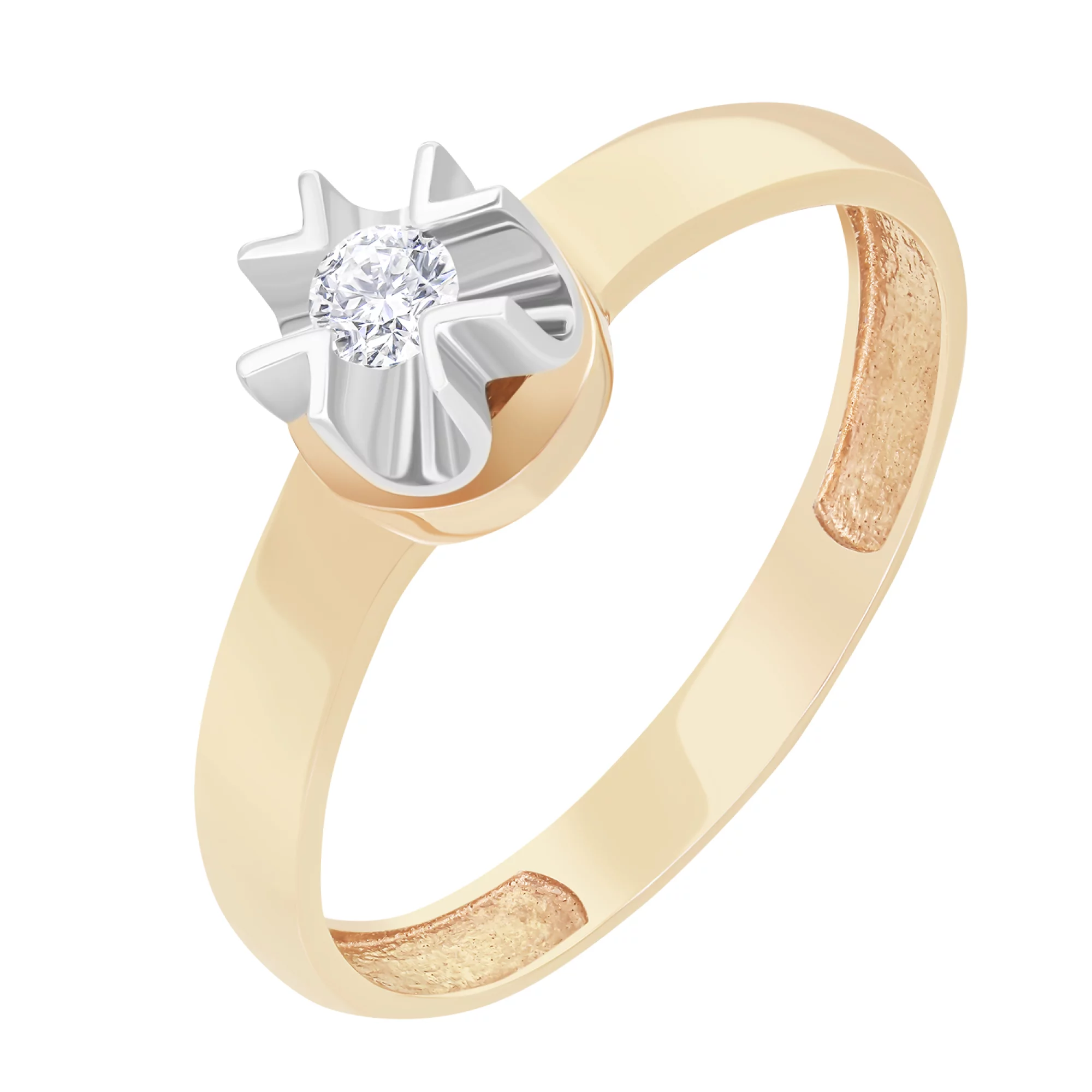 Золотое помолвочное кольцо с бриллиантом - 1626219 – изображение 1