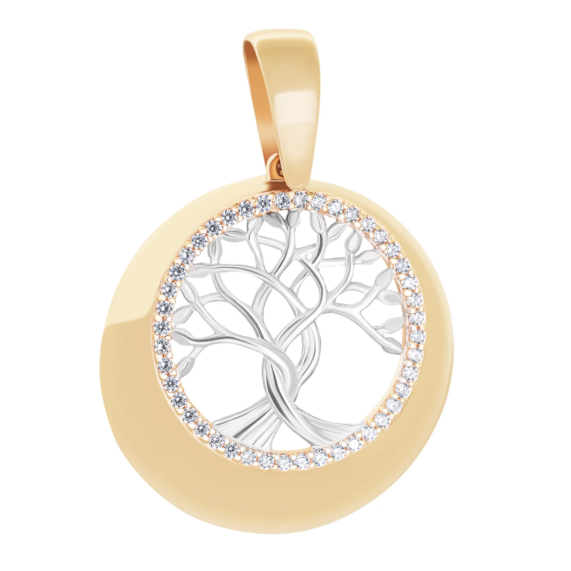 Підвіс з комбінованого золота "Дерево Життя" з доріжкою фіанітів - 1616173 – зображення 1