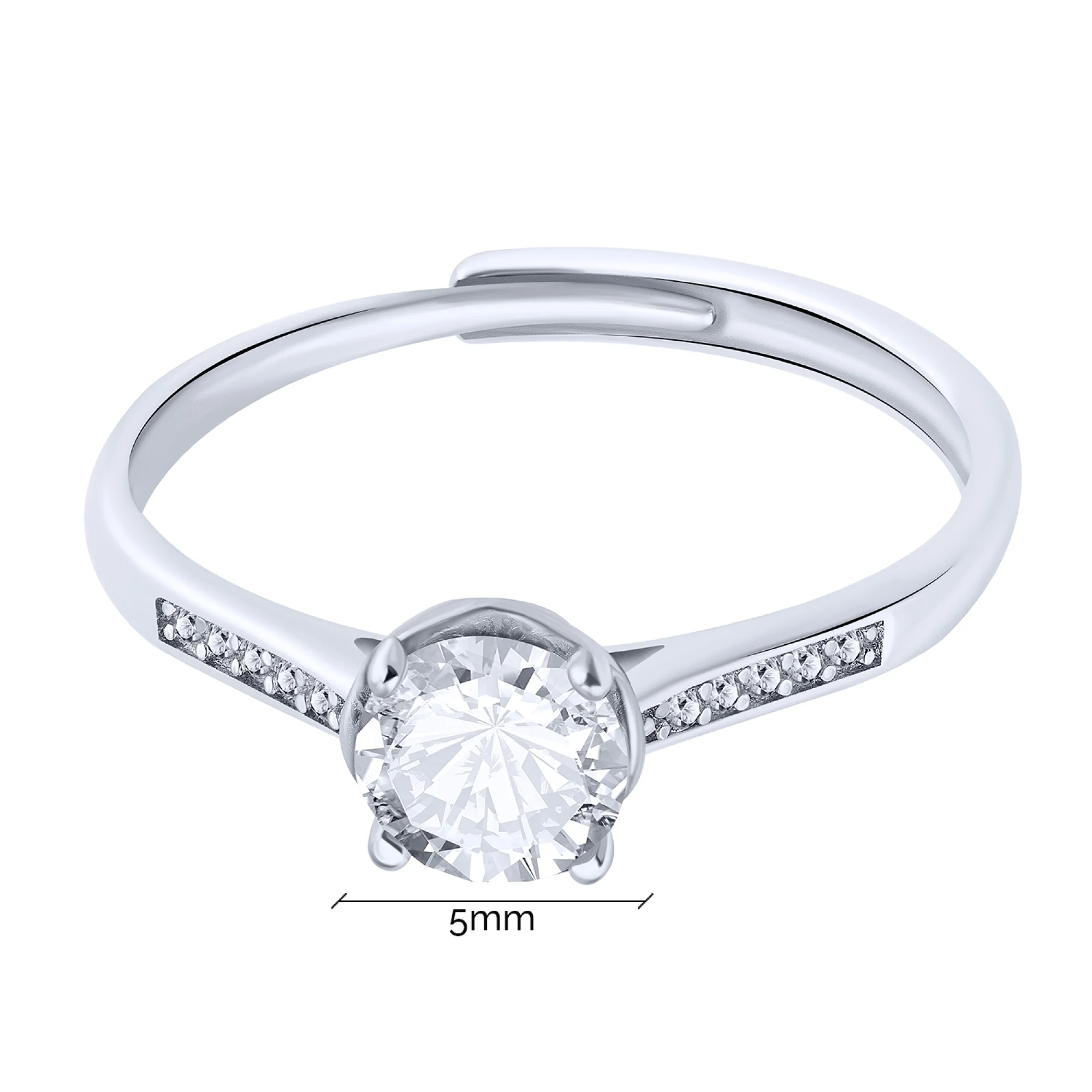 Серебряное регулируемое кольцо с дорожкой из фианитов - 1960294 - 3