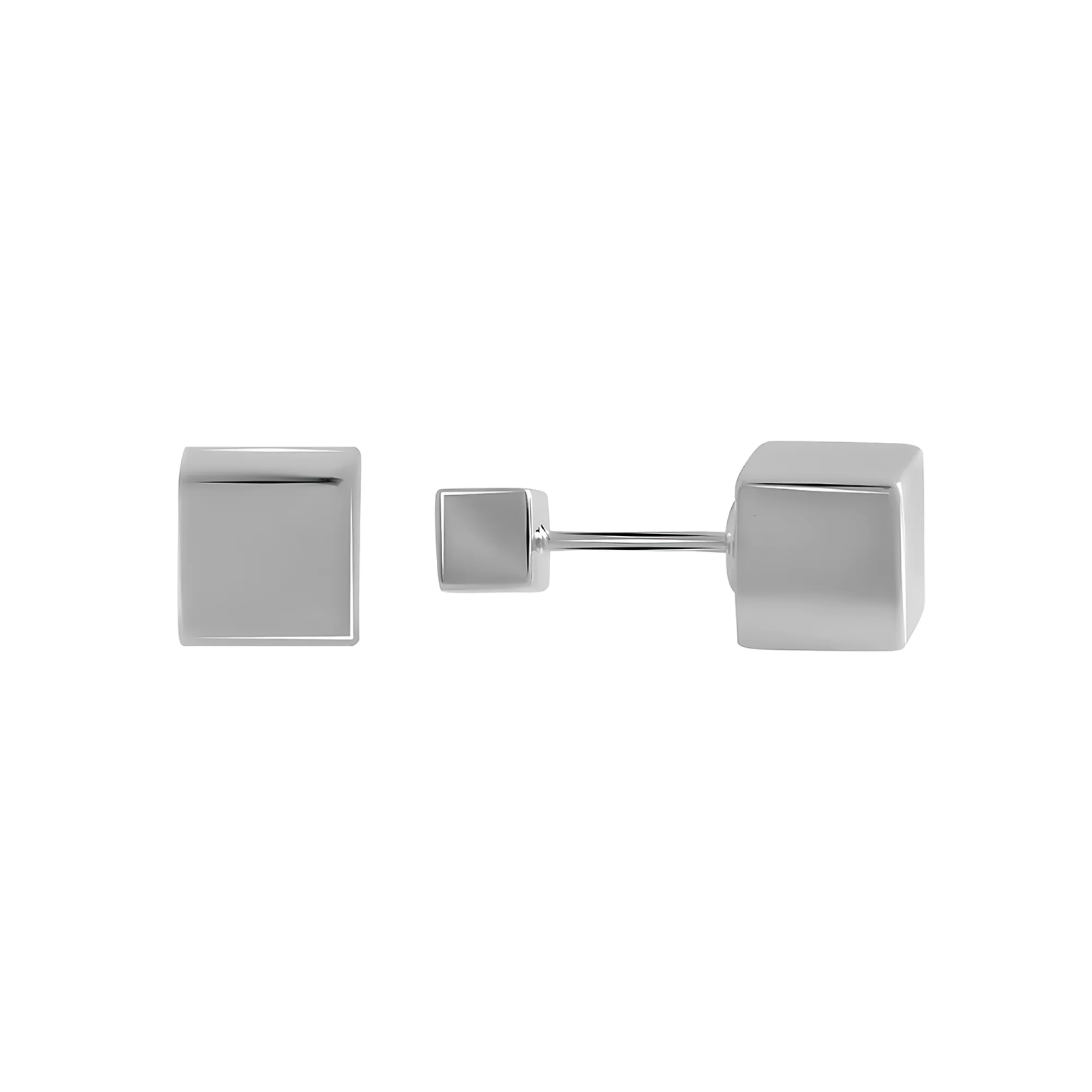 Серебряные серьги-гвоздики "Куб" - 1545162 – изображение 1