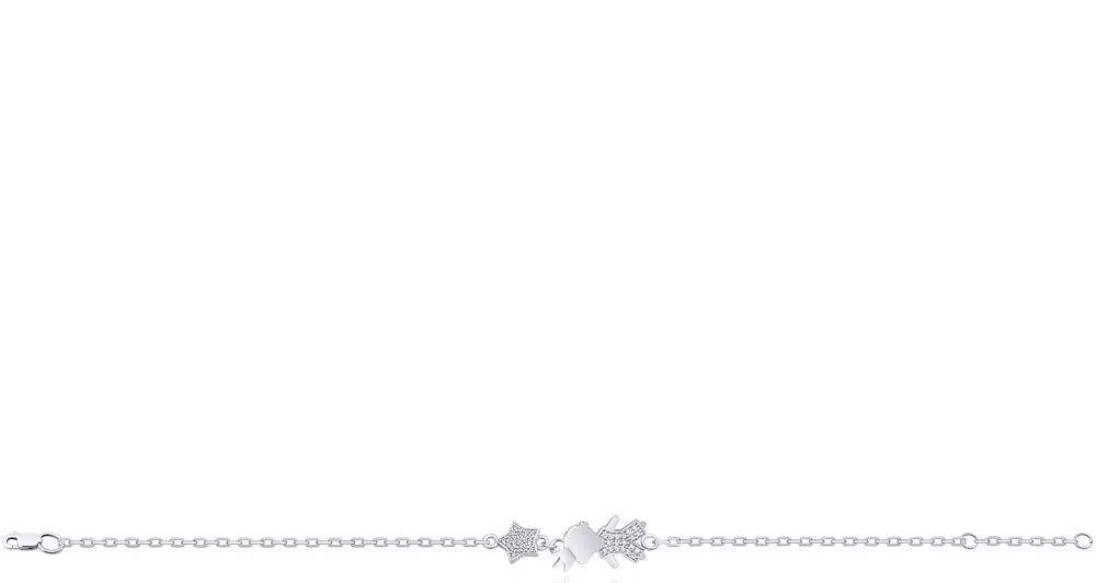 Срібний браслет з фіанітом Дівчинка Зірка в Якірному плетінні. Артикул 7509/75080б: ціна, відгуки, фото – купити в інтернет-магазині AURUM