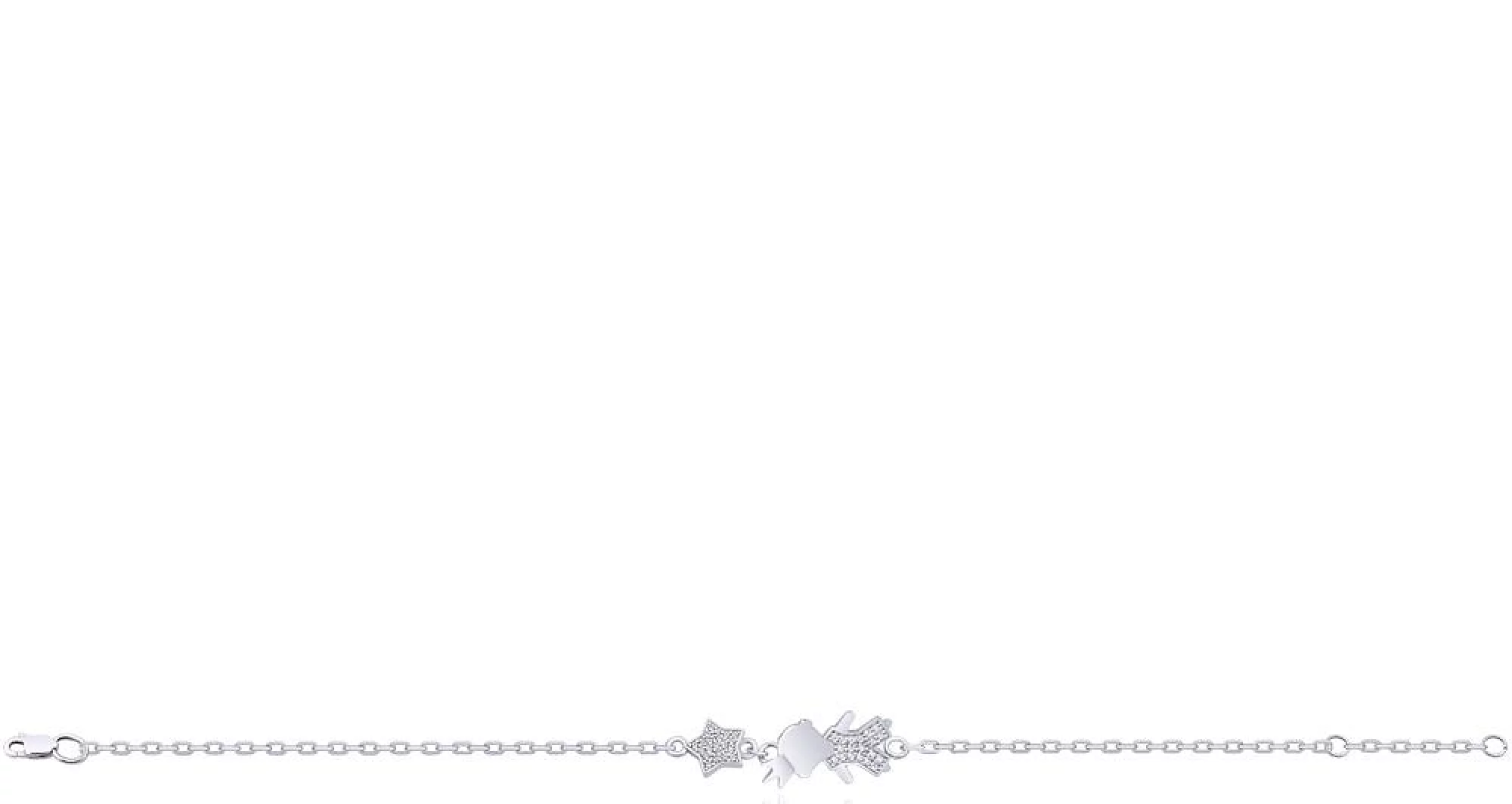 Серебряный браслет с фианитом Девочка Звезда в Якорном плетении - 457868 – изображение 1