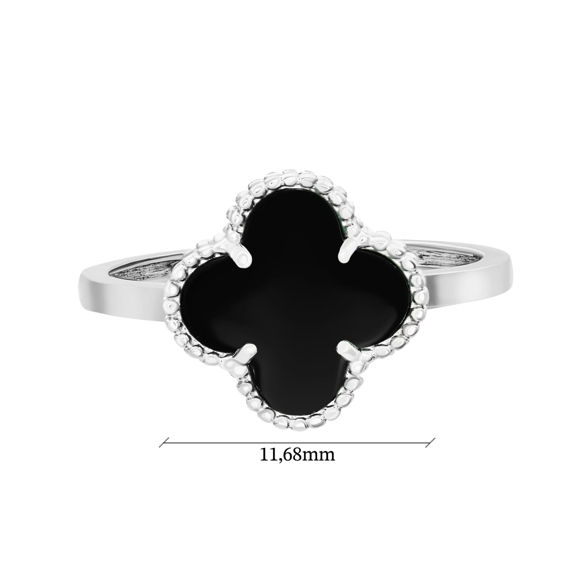 Серебряное кольцо "Клевер" с агатом - 1593717 – изображение 3