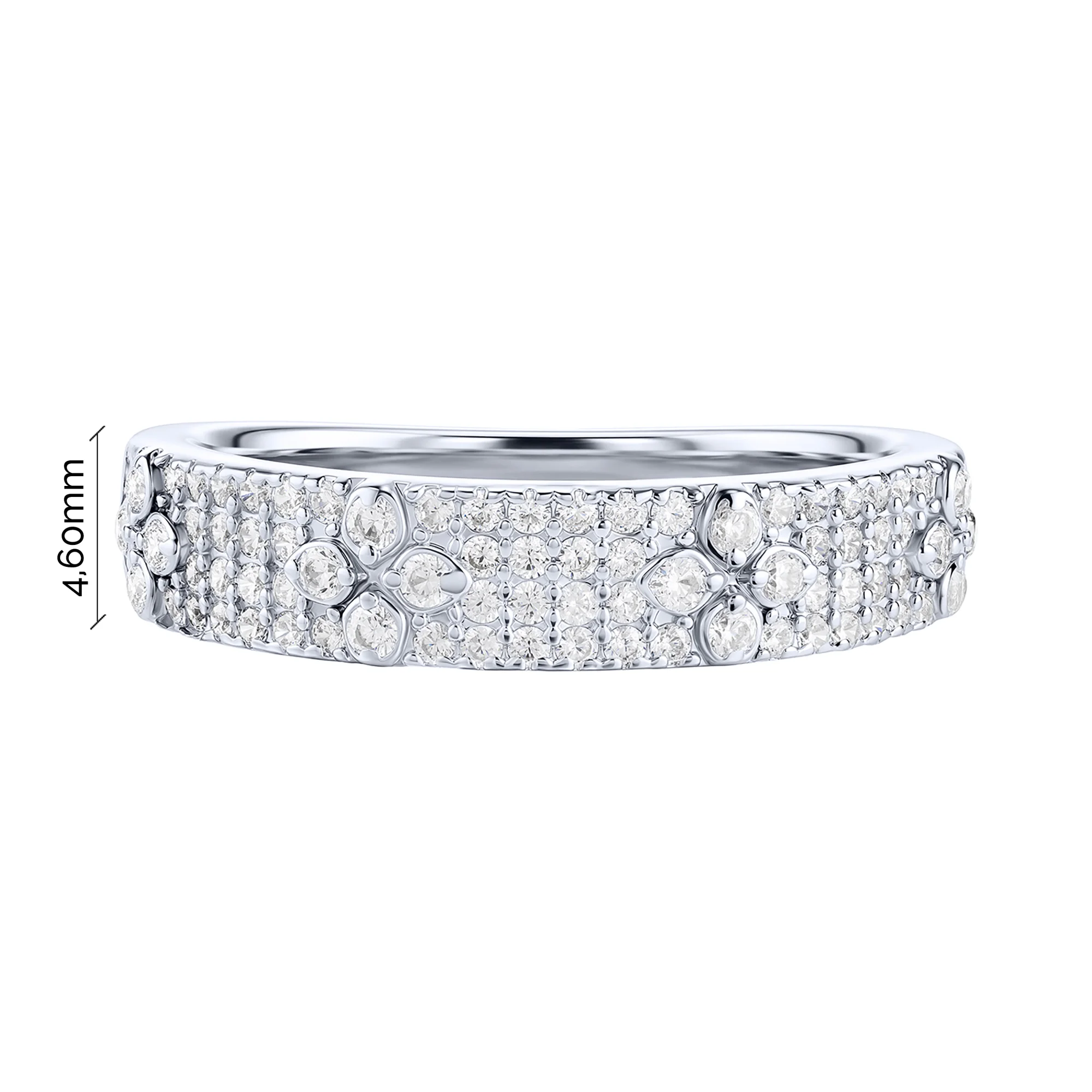 Серебряное кольцо "Цветок" с россыпью фианитов - 2297404 - 3