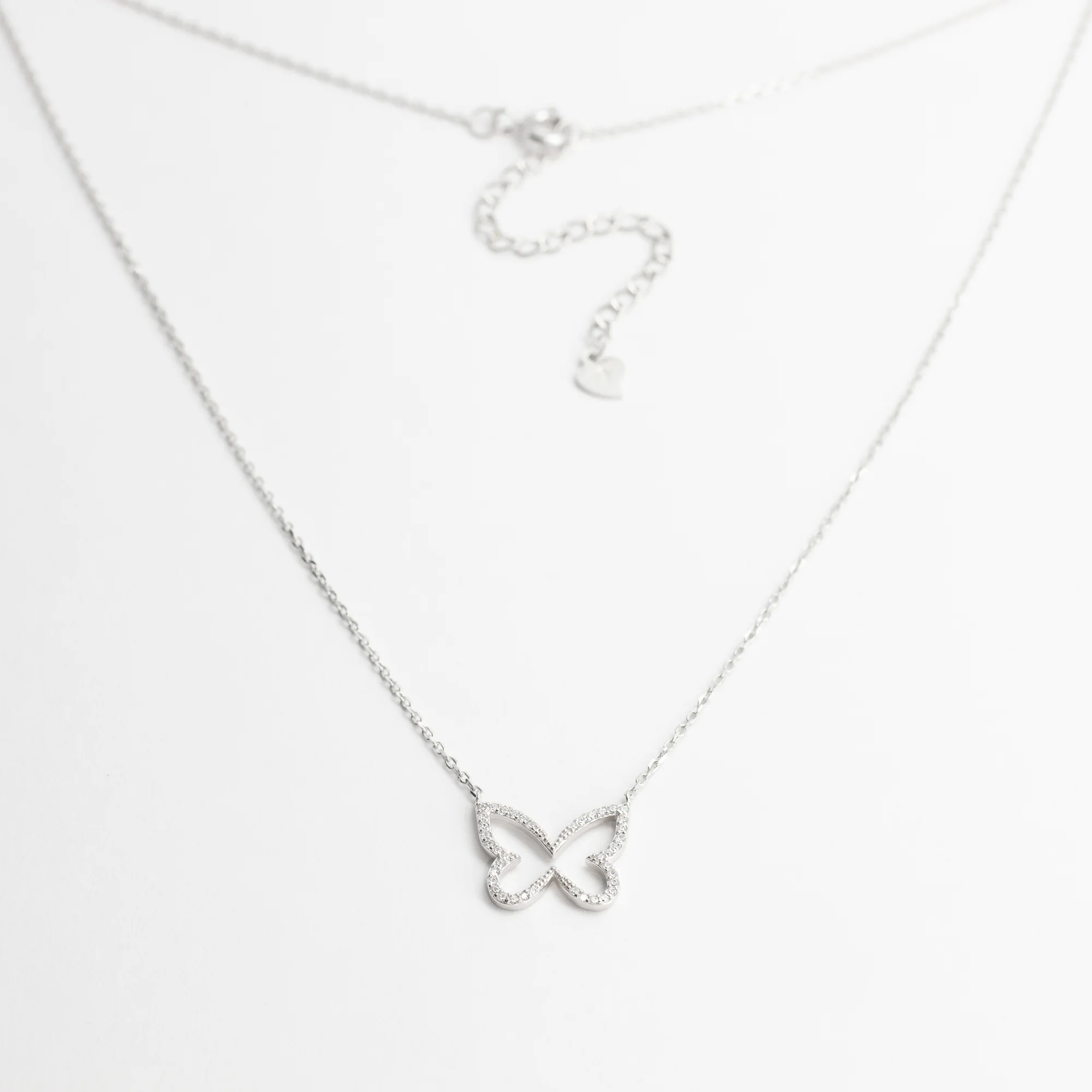 Колье серебряное с циркониями Бабочка - 431297 - 1