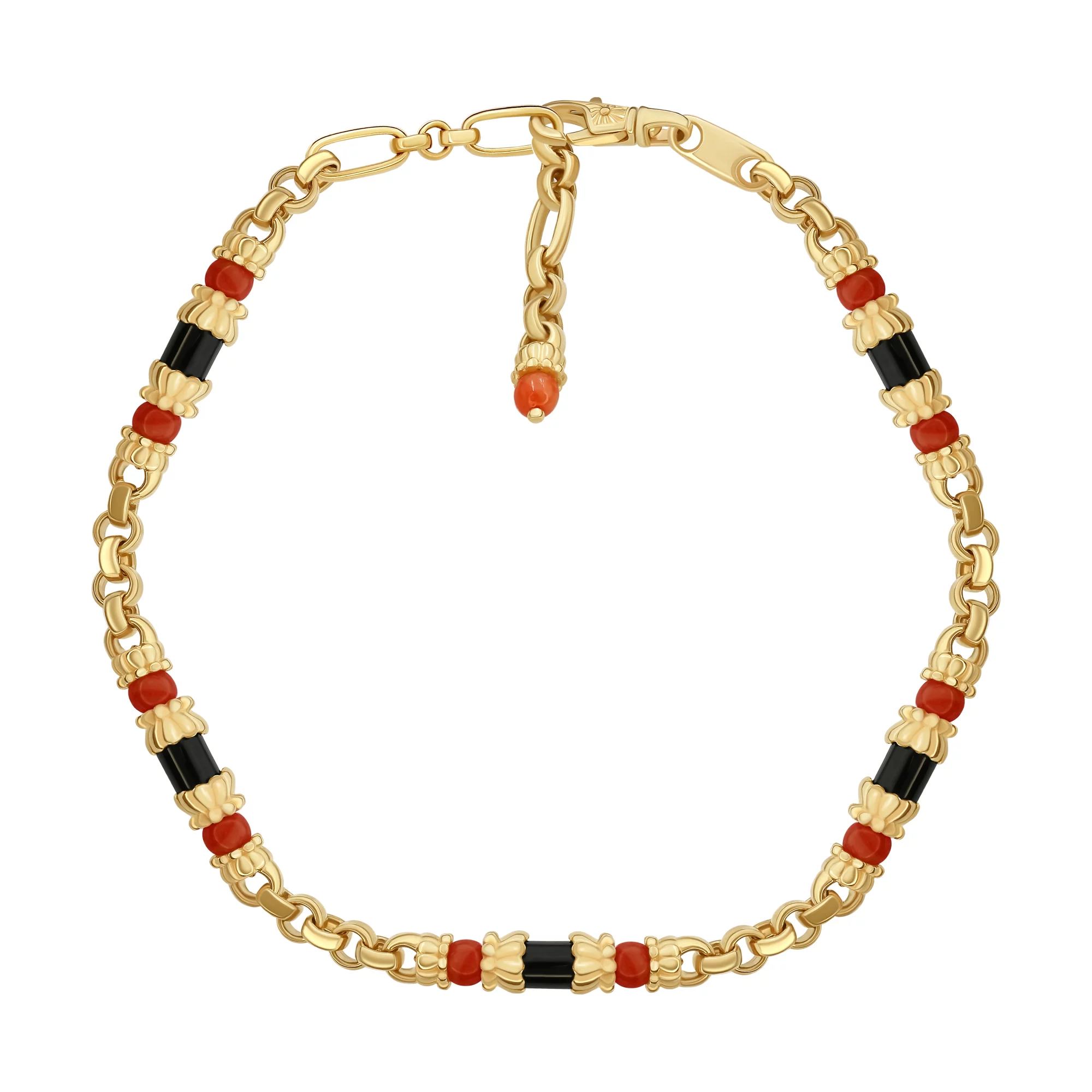 Браслет з червоного золота з коралом и оніксом  - 1071301 – зображення 1