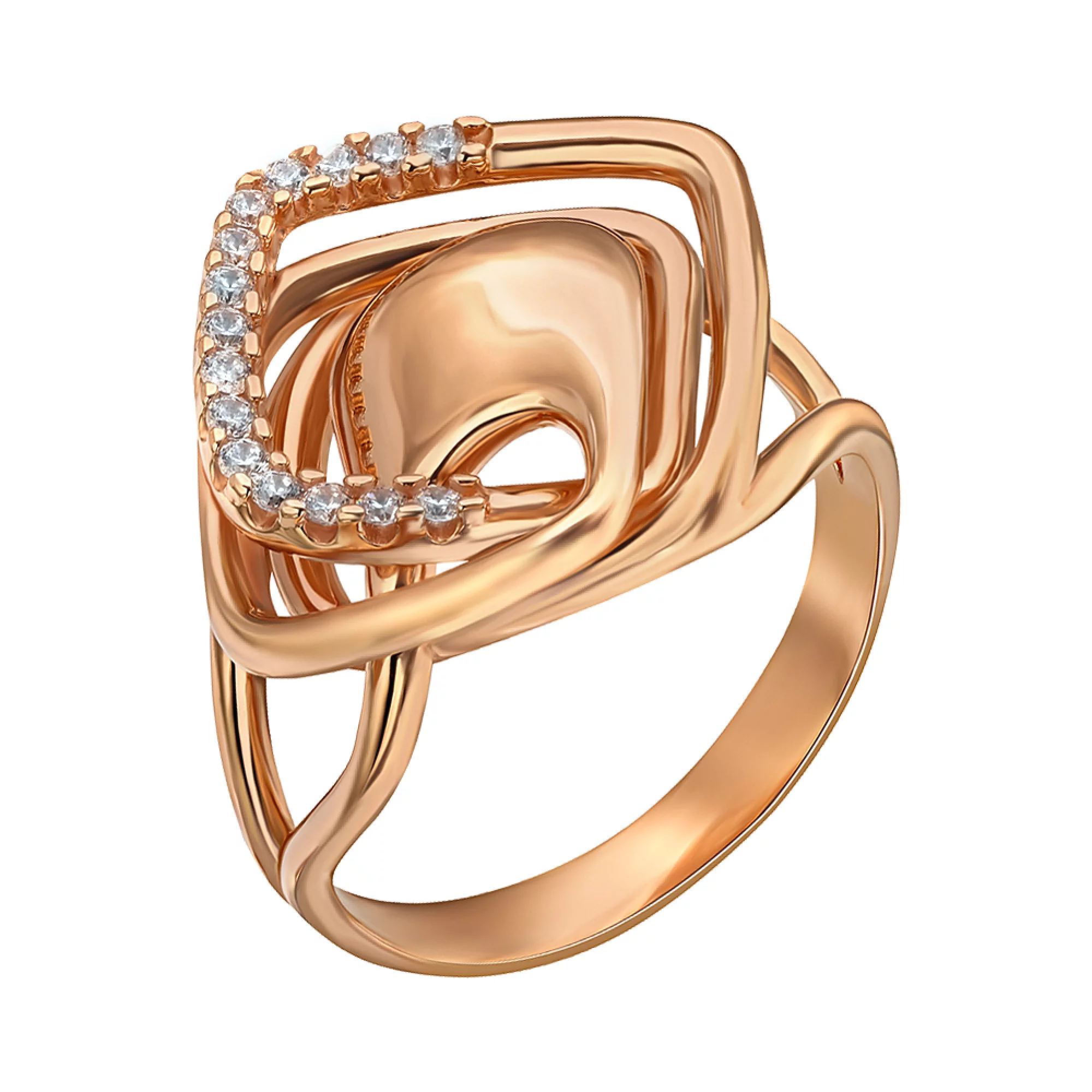Золотое кольцо с фианитом - 1435145 – изображение 1