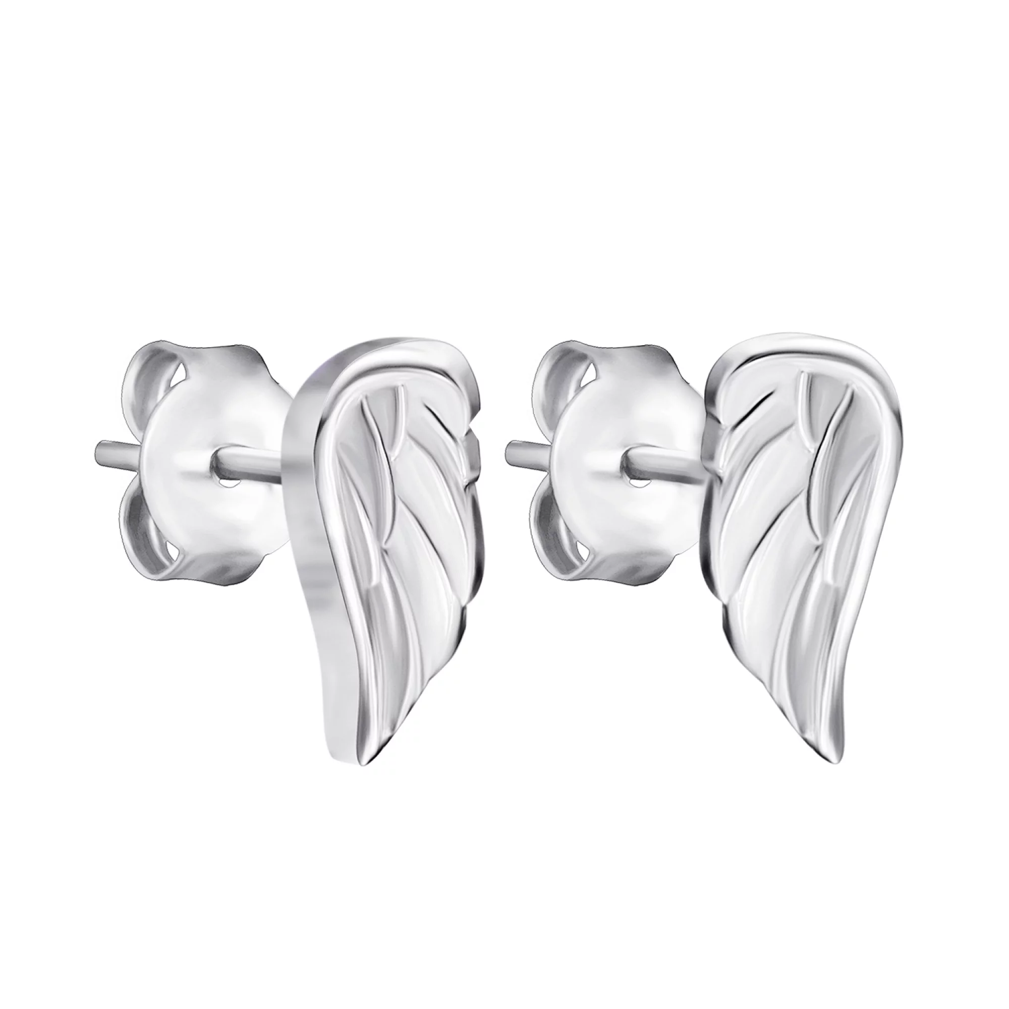 Сережки-гвоздики срібні "Крила" - 1575316 – зображення 1