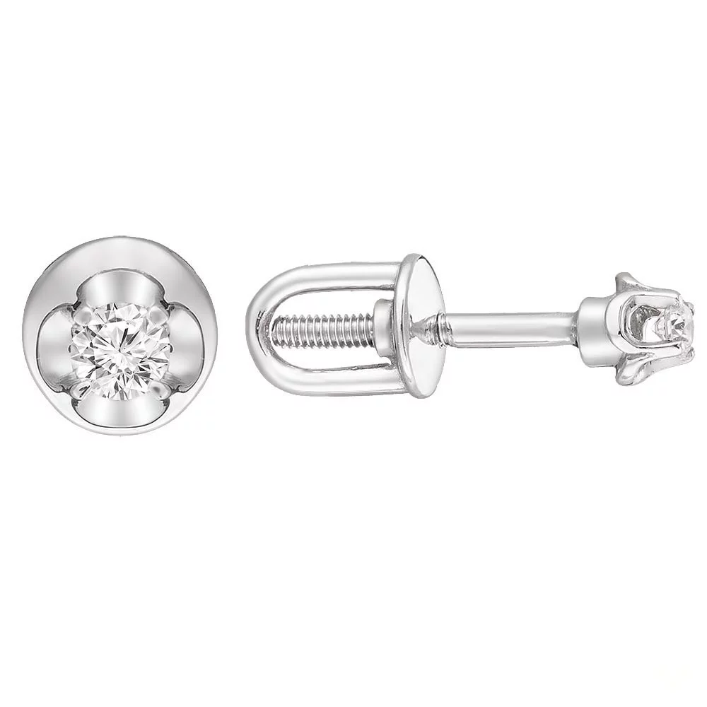 Сережки-гвоздики з білого золота з діамантами. Артикул 2190497202: ціна, відгуки, фото – купити в інтернет-магазині AURUM
