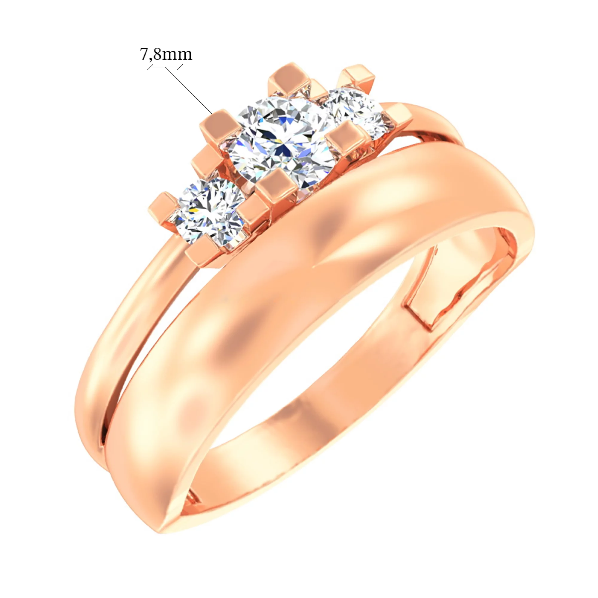 Золотое кольцо с фианитом - 585414 – изображение 2