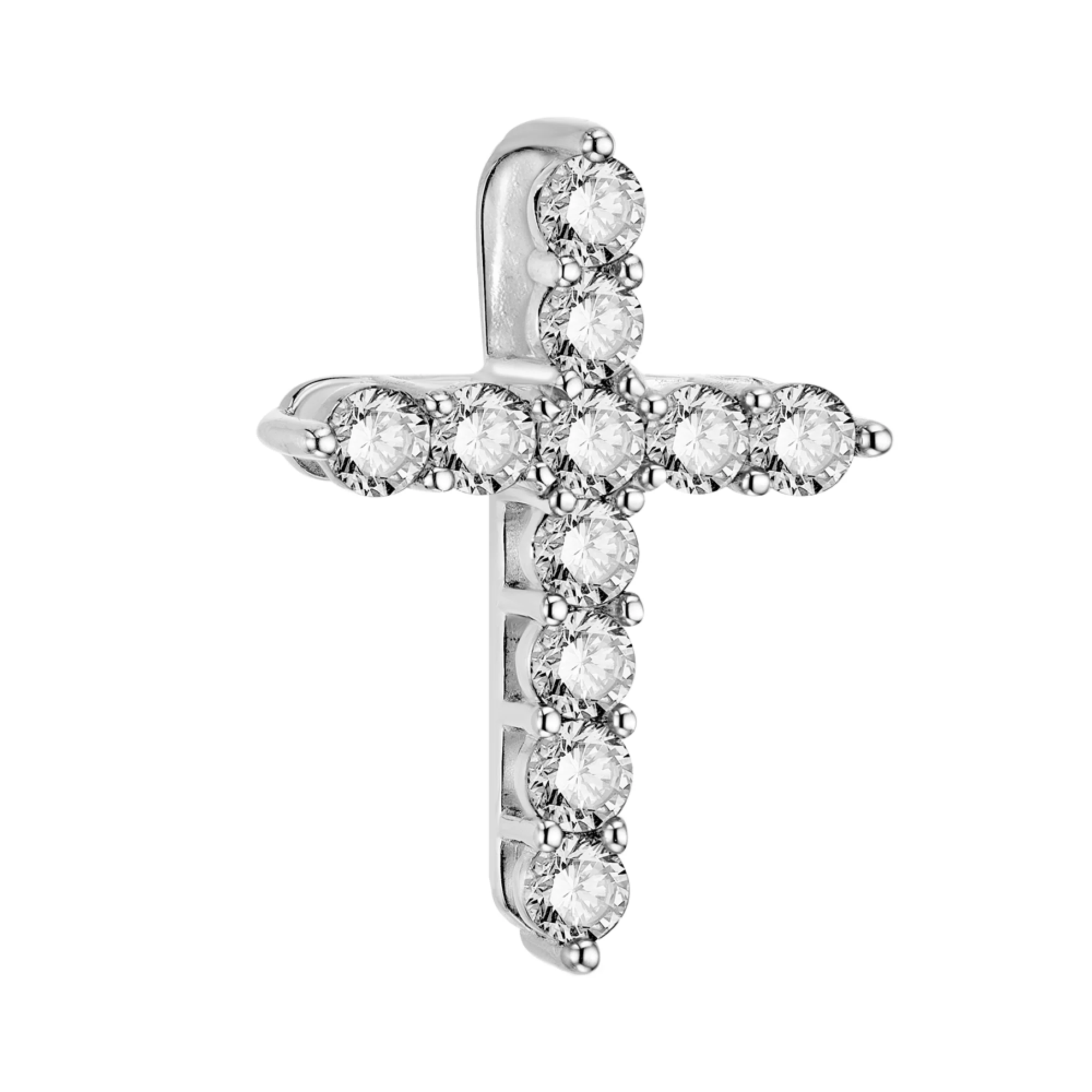 Декоративний хрестик з білого золота та діамантами - 1552899 – зображення 1