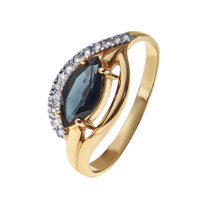 Золотое кольцо с бриллиантами и сапфиром. Артикул 11156брилсап: цена, отзывы, фото – купить в интернет-магазине AURUM